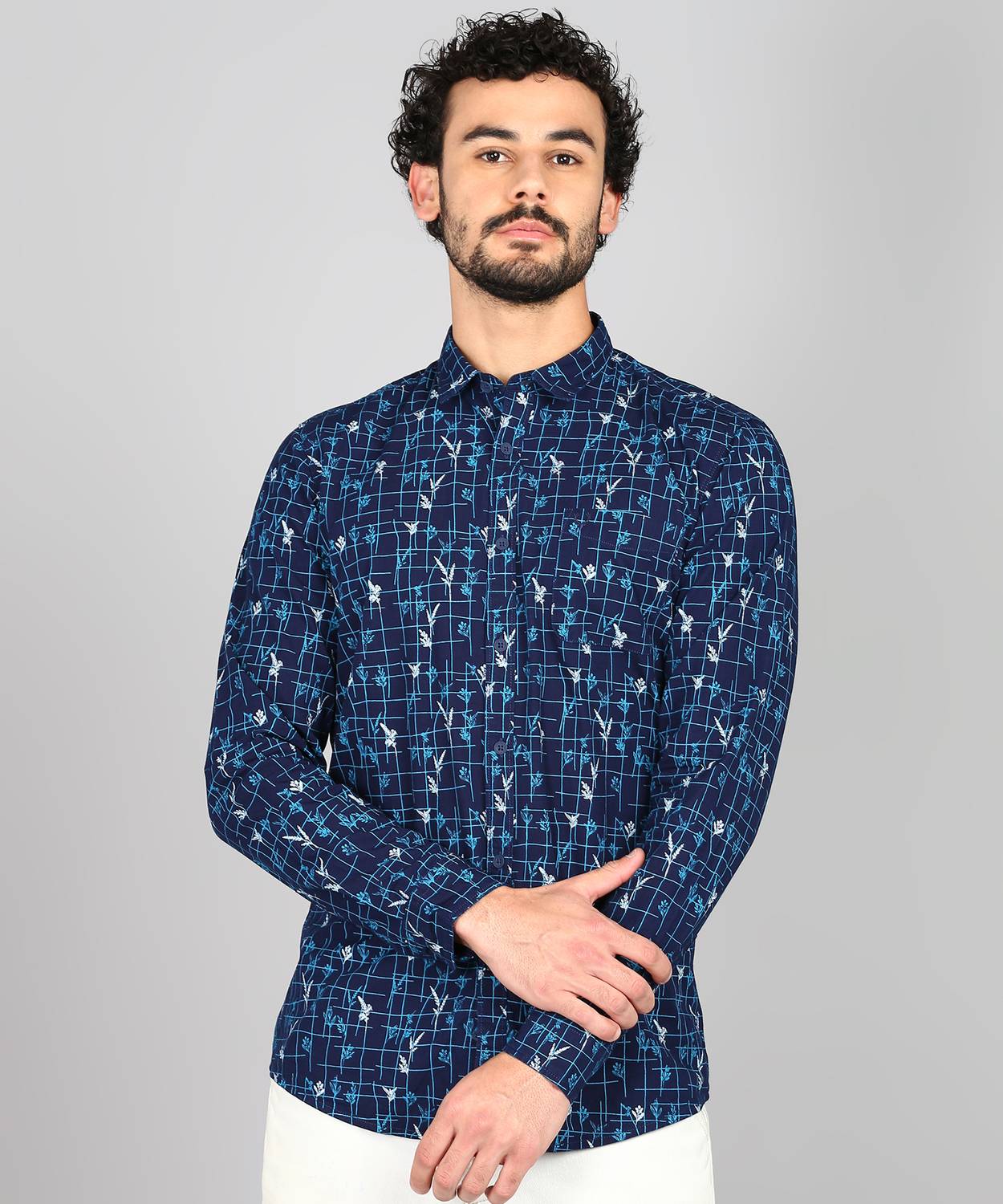 Allen Solly Men Printed Casual Blue Shirt