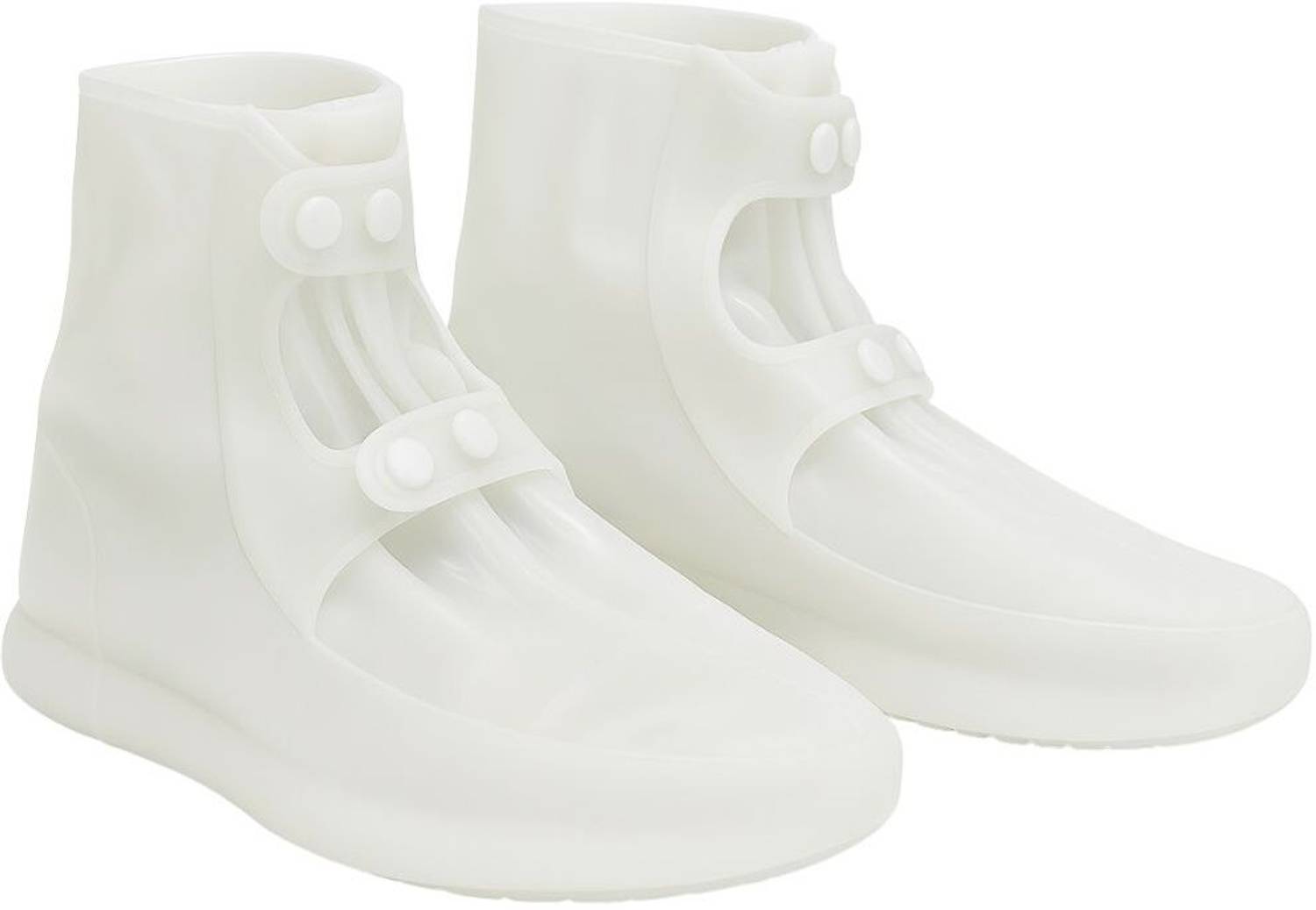 BAWALY Silicone Shoe Cover,Double-Breasted 27.5 cm Waterproof Shoes Cover for Rainy Silicone White Boots Shoe Cover