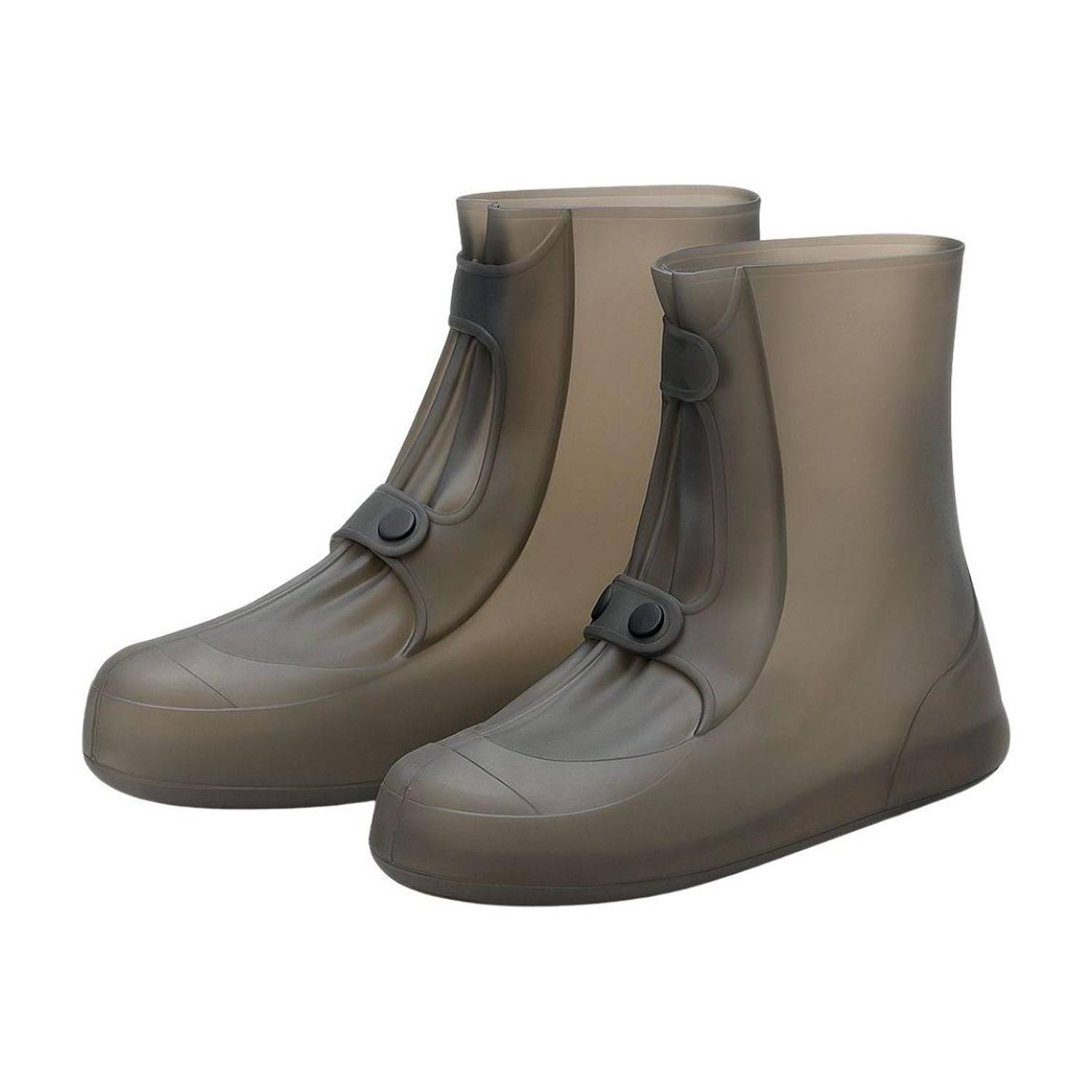 BAWALY Silicone Shoe Cover,Double-Breasted 30.5 cm Waterproof Shoes Cover for Rainy Silicone Brown Boots Shoe Cover