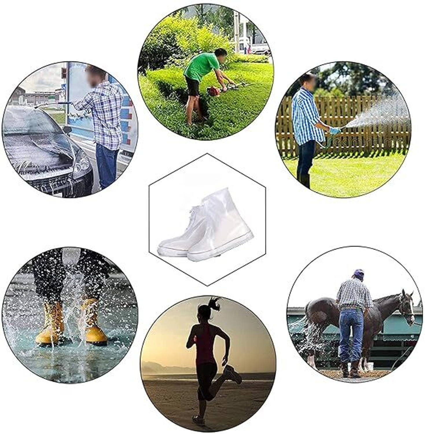 Image of MSVTRADESS Shoes Cover Waterproof Sand Control Non-Slip Shoes Cover Reusable Rain Silicone WHITE Boots Shoe Cover