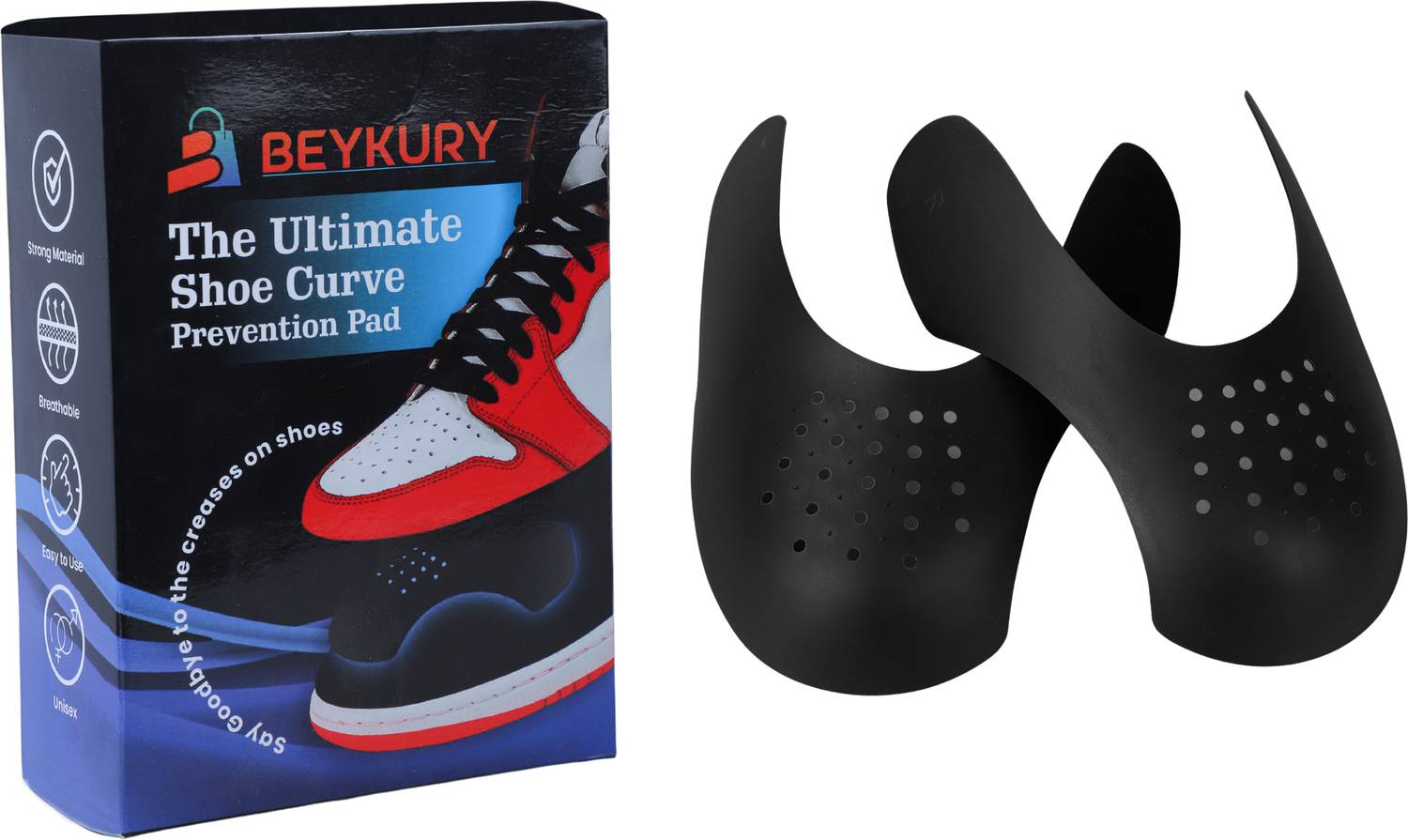 BEYKURY B-The Ultimate Shoe Crease Prevention Pad Against Creases on Sneakers(1Pair) PU Toe Regular Shoe Insole