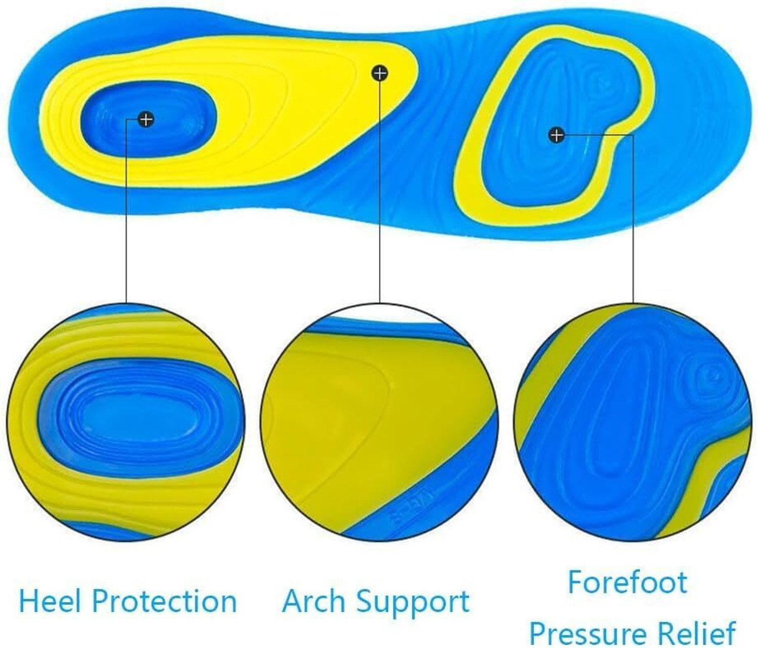 Image of JIRNDAL Gel Insole for Men & Women,Cuttable Foot Cushion Pads Heel Support
