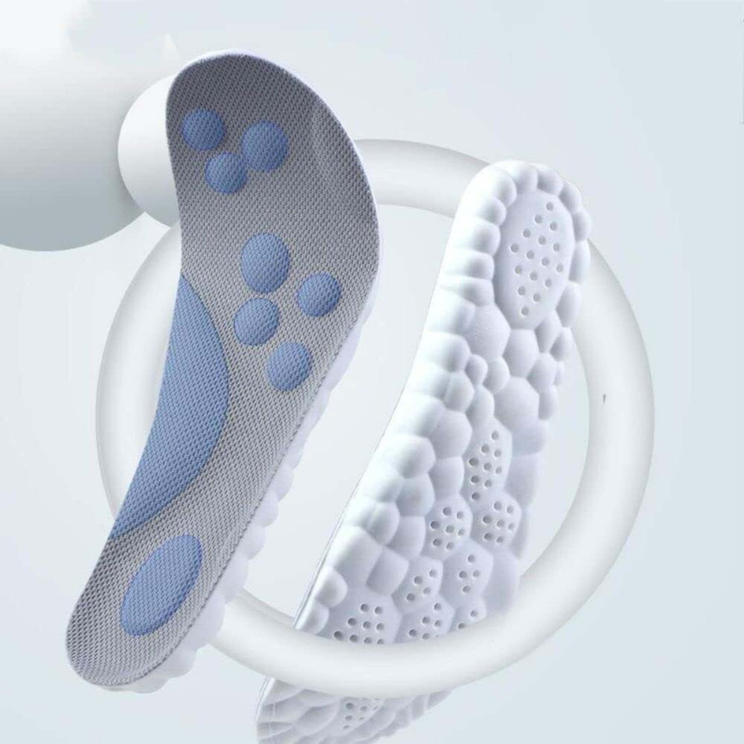 Image of JUDEE Sports Shoe Insoles Plantar Fasciitis Feet Insoles Shock PU Foam Full Length Regular, Sports Shoe Insole (Grey)
