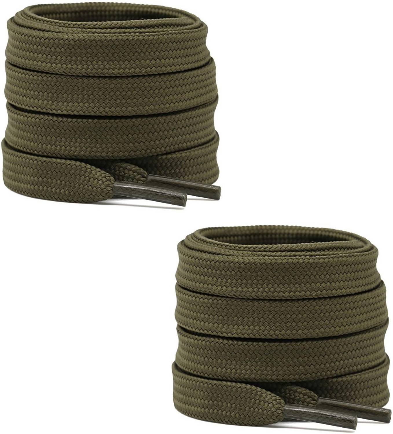 bilAnca Flat 48 Inches Long Army Green Color Athletic Sneakers Boot Strings (2 Pairs) Shoe Lace