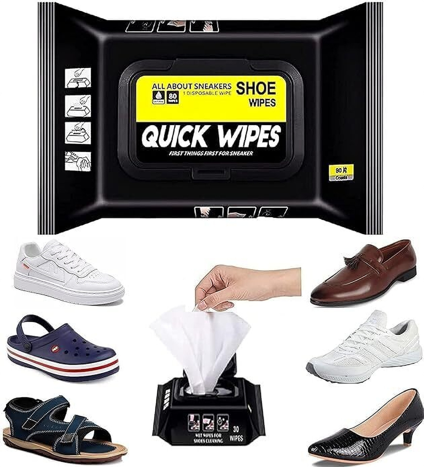 Image of Bluejack Shoe Wipes Wipes (4 Pack of 320 Pcs) Instant Cleaner Shoe Cleaning Wipes Cleaner