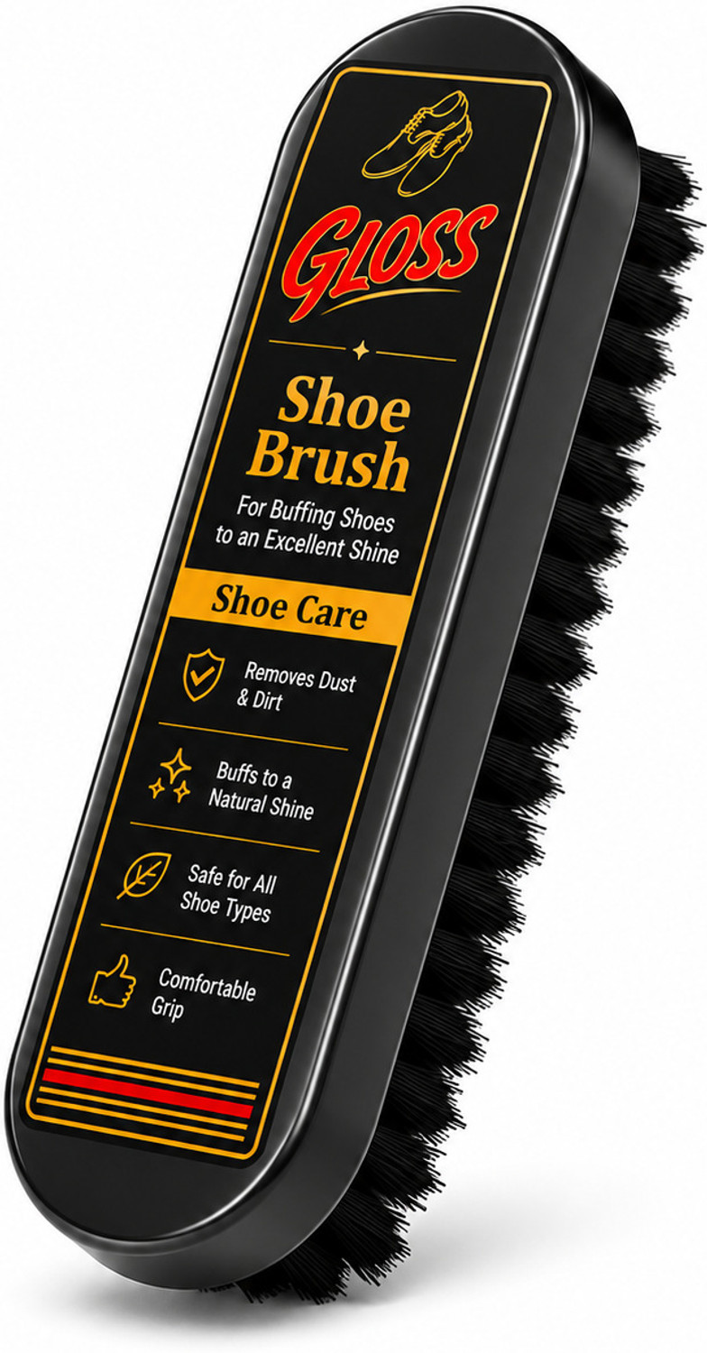 Image of GLOSZ Shoe Polish Black and Brush Combo Leather, Patent Leather, Synthetic Leather Shoe Wax Polish