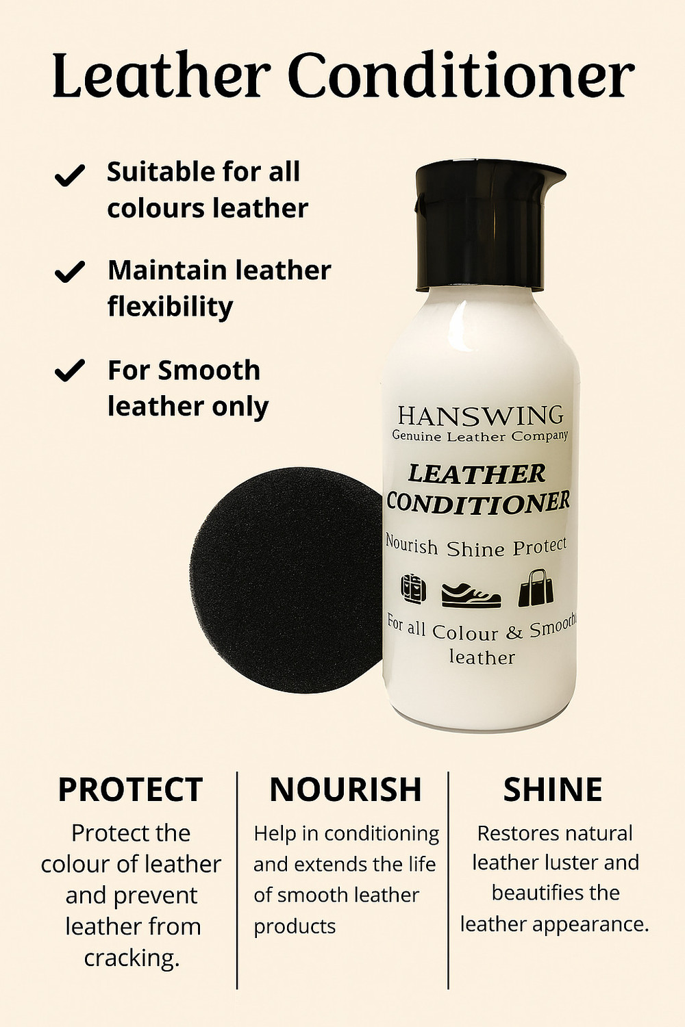 Image of HANSWING Leather Conditioner Polish Cream Leather Jacket Leather Bag Sofa Seat Leather Shoe Cream (Neutral)