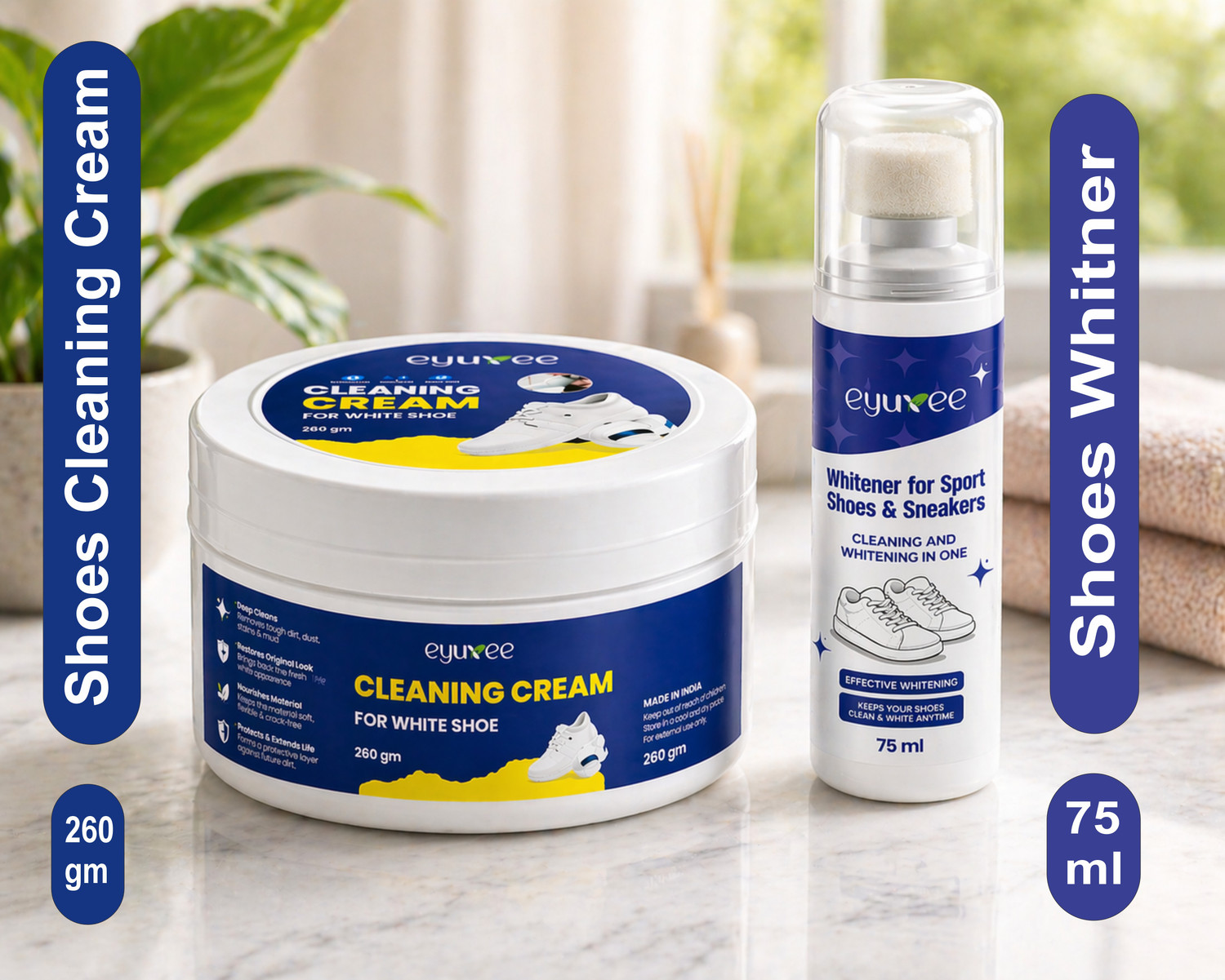Image of eyuxee white shoe cleaner cream & whitener instant sneaker polish stain remover Canvas, Sports Shoe Cream