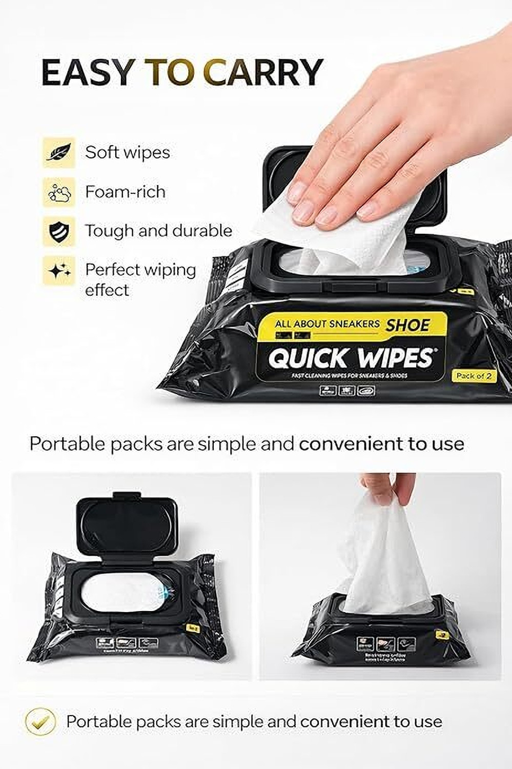 Image of MahiOY 1 Pack Portable Sneaker and Shoe Cleaning Wipes, Disposable Footwear Cleaner Kit Canvas, Leather, Nubuck, Patent Leather, Sports, Suede, Synthetic Leather, Velour Shoe Cleaner