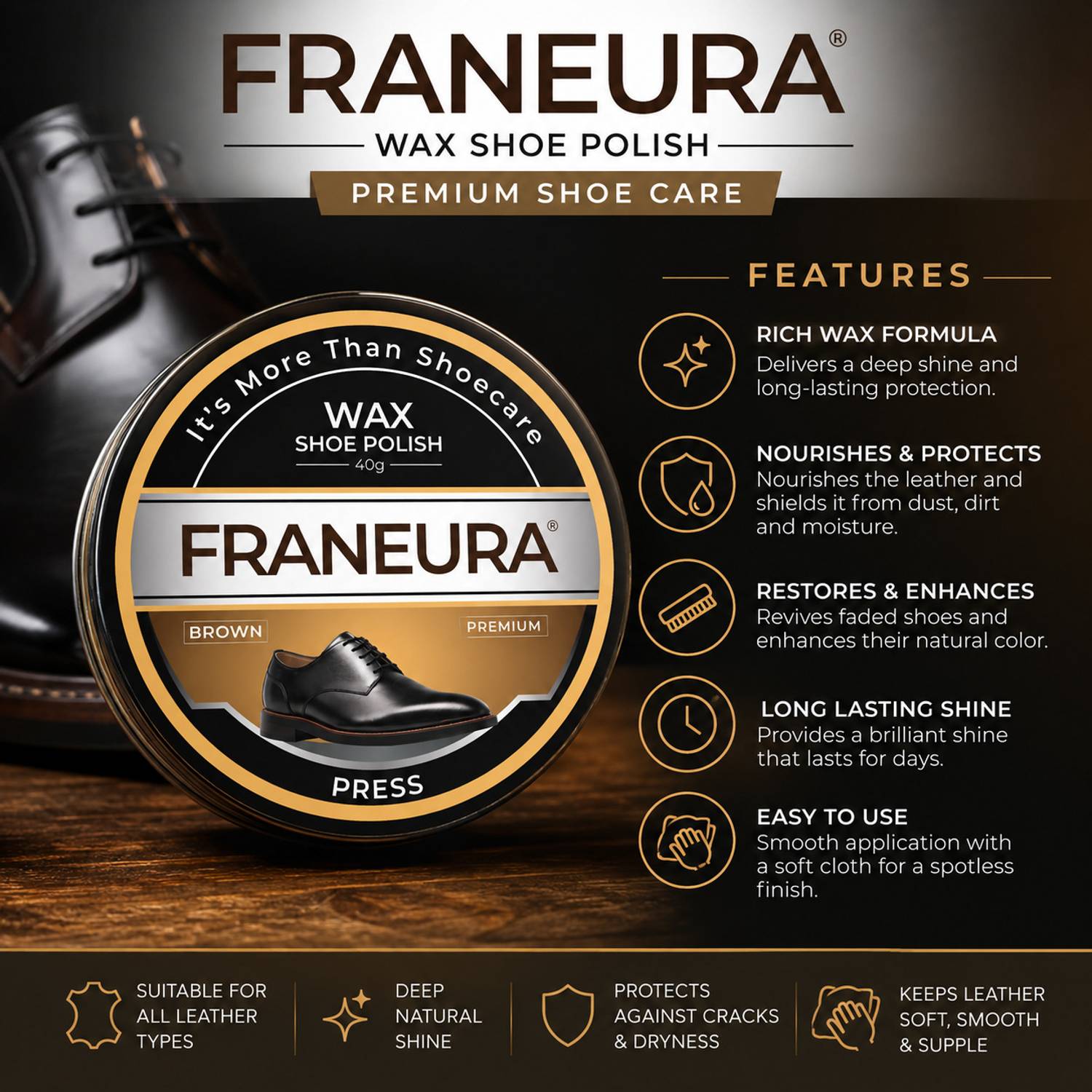 Franeura Shoe Polish for Long Lasting Shine - Image 2