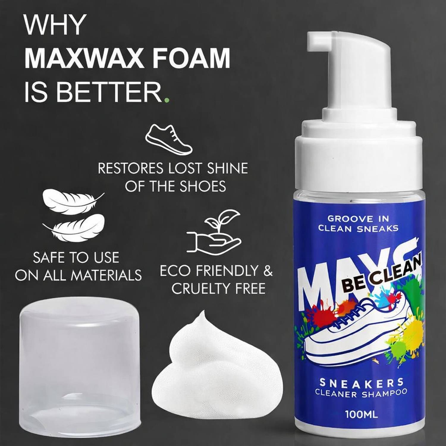 maxwax 100 ml Shoe Cleaner for Leather, Suede, Canvas - Image 3