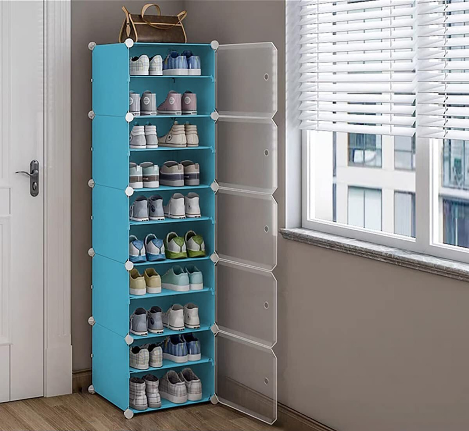 Image of Hemovia 10-Door 5-Shelf Collapsible storage plastic collapsible wardrobe PC Collapsible Wardrobe
