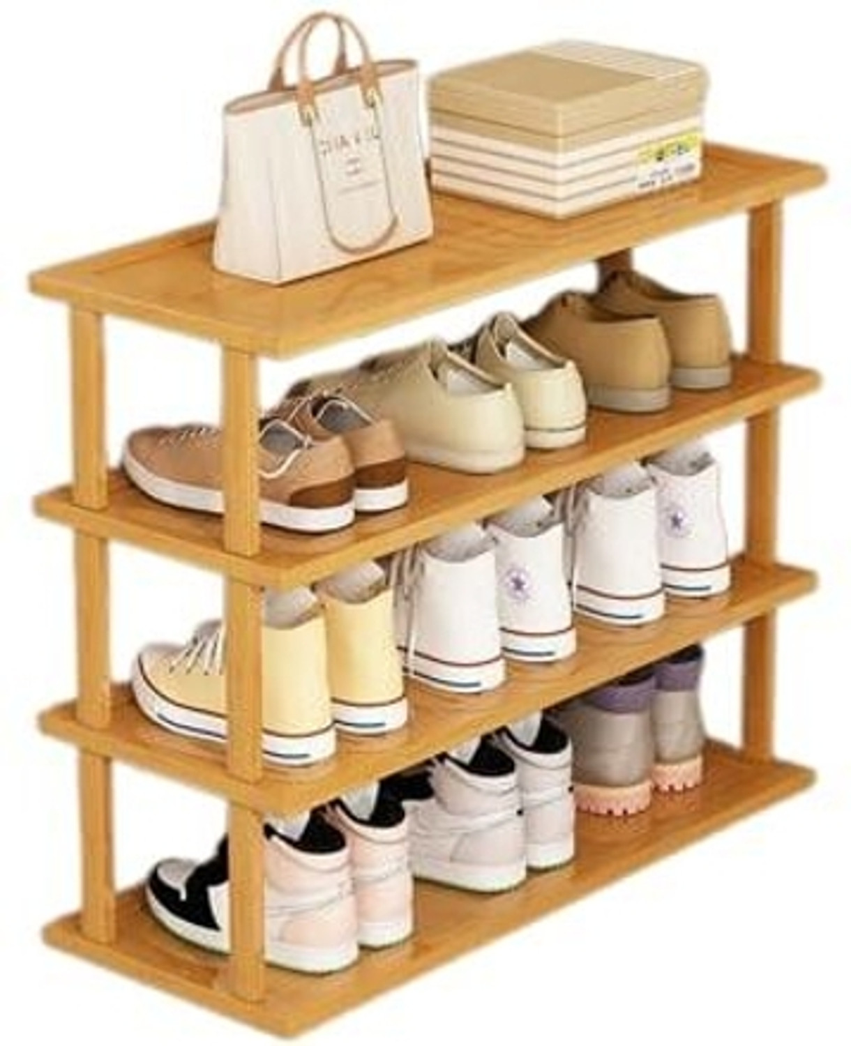 Image of Ginoya Brothers adjustable shoe rack, optimized for small spaces Bamboo Shoe Stand