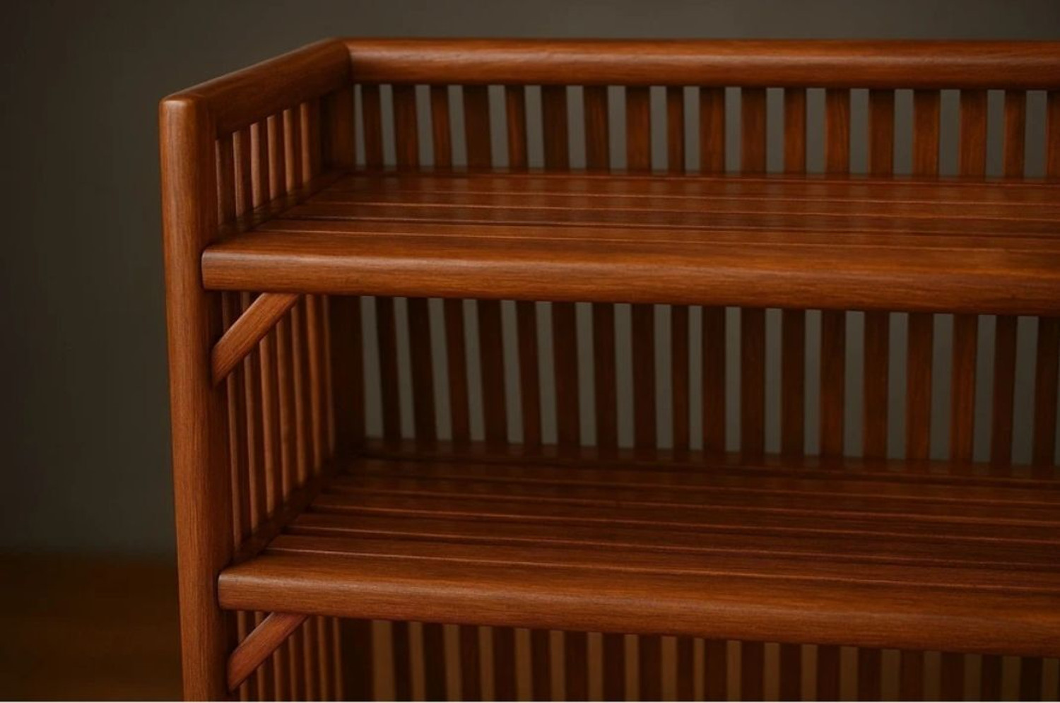 Image of QUEES BMR41 Bamboo Open Book Shelf