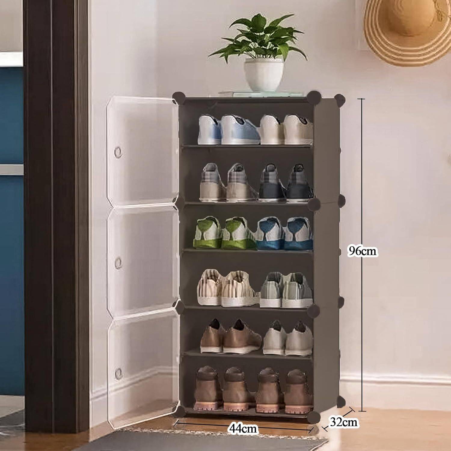 ZIVETY 6-Shelf-2-Door Shoe Rack With Door, Shoe Rack Plastic, Shoe