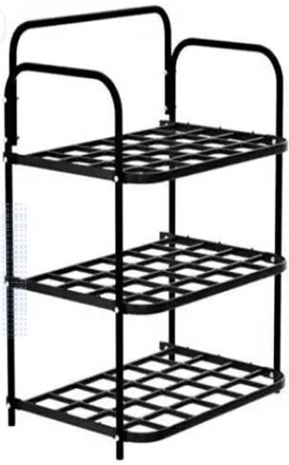 EEMWAY Plastic Collapsible Shoe Stand (Black, 3 Shelves, DIY(Do-I