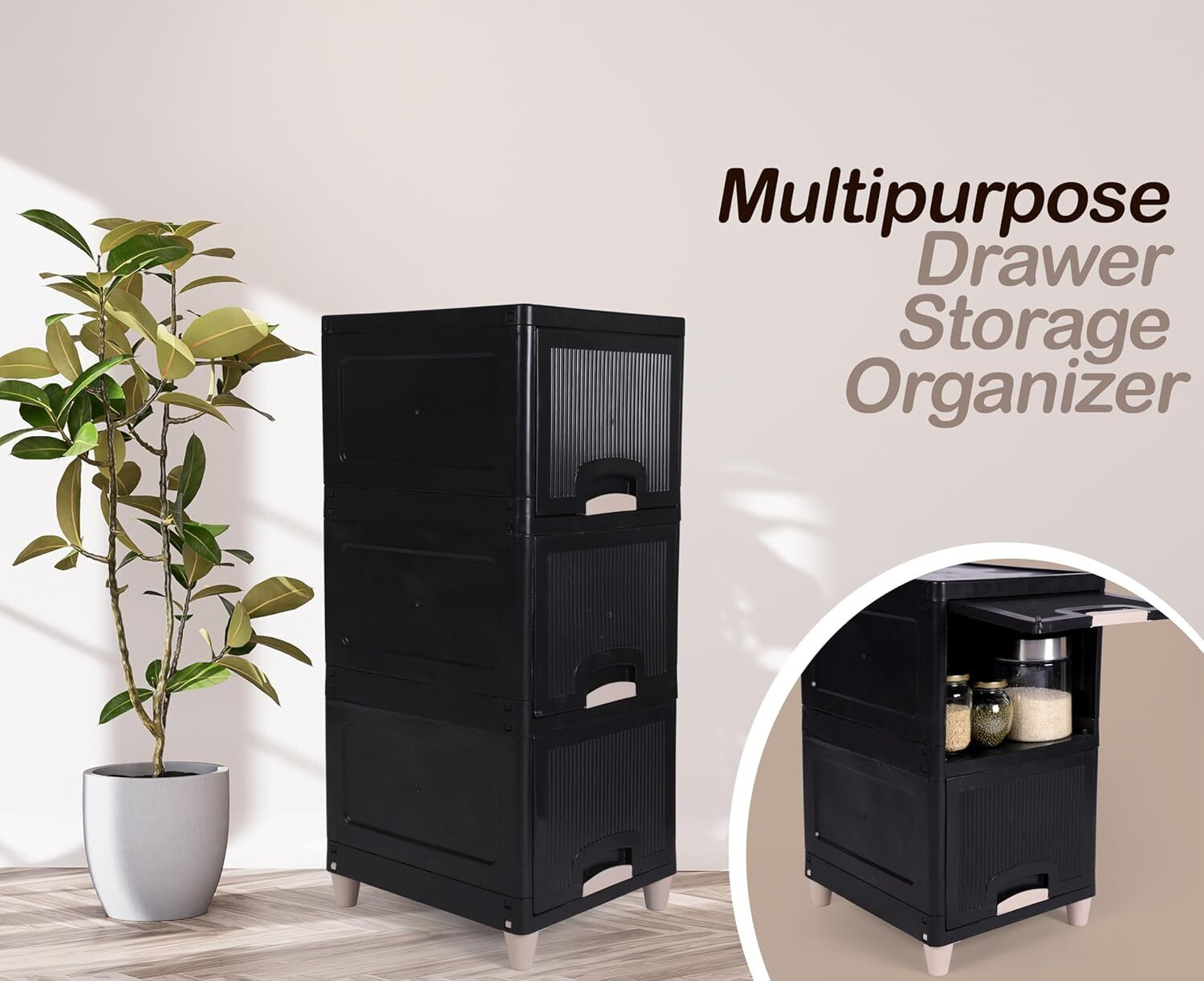 Image of MAXTID TS5 3 layer Drawer Organizers & Dividers with desk organizer Cabinet with USB 2.0 and USB 3.0 Ports Compatible with Computer