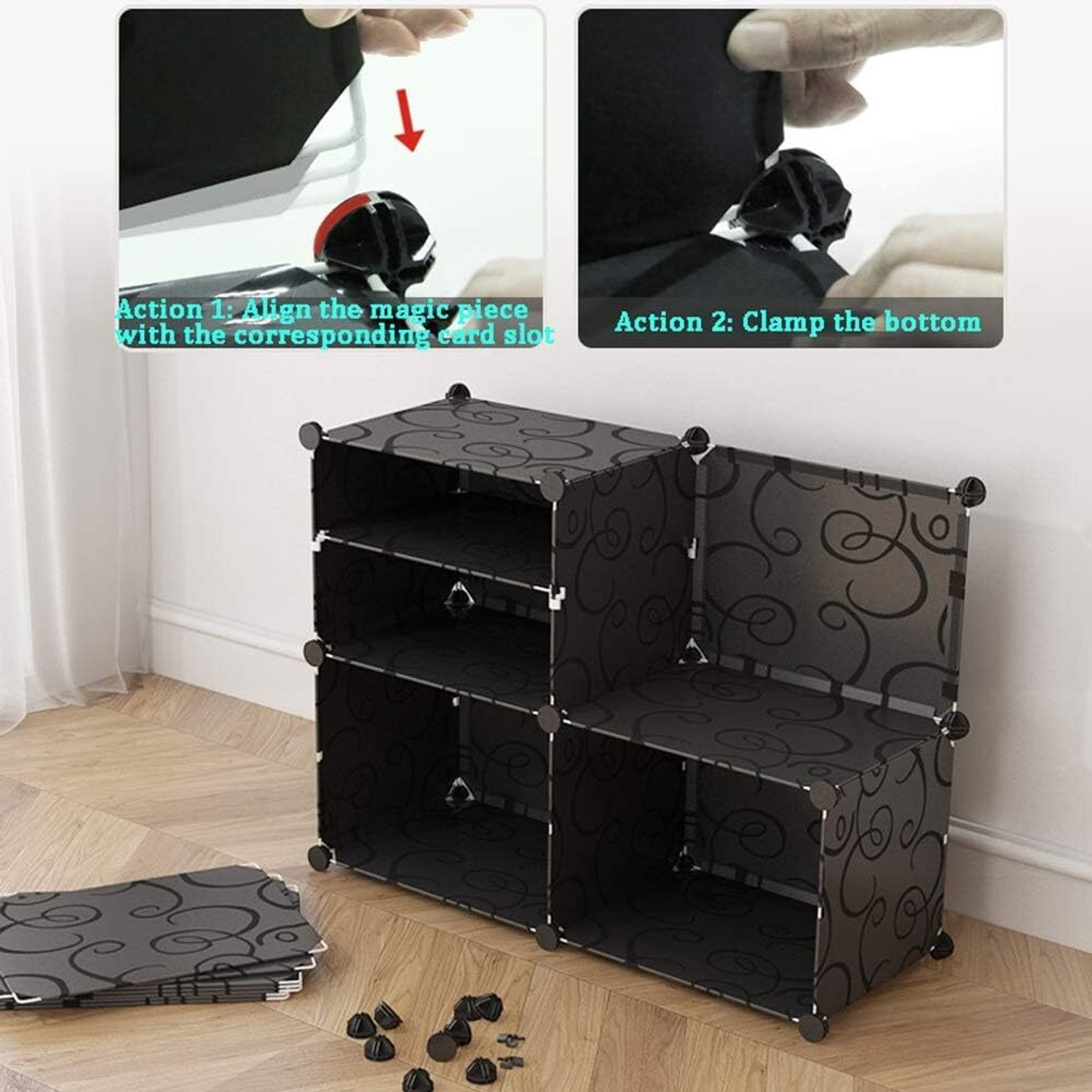 Image of Evrum 6-Shelf-3-Door Plastic Cubort Shoe Rack Plastic Collapsible Shoe Stand