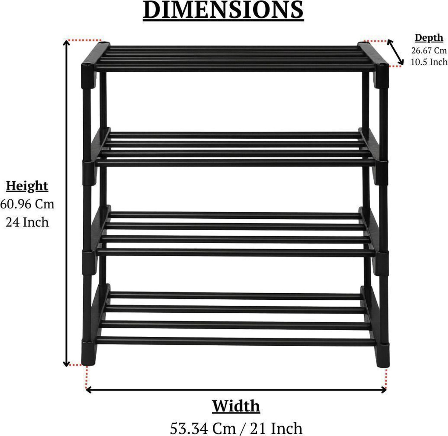 Image of FurniGully 4 Tier Plastic Shoe Rack for Home, Foldable Shelf Stand Plastic Shoe Stand