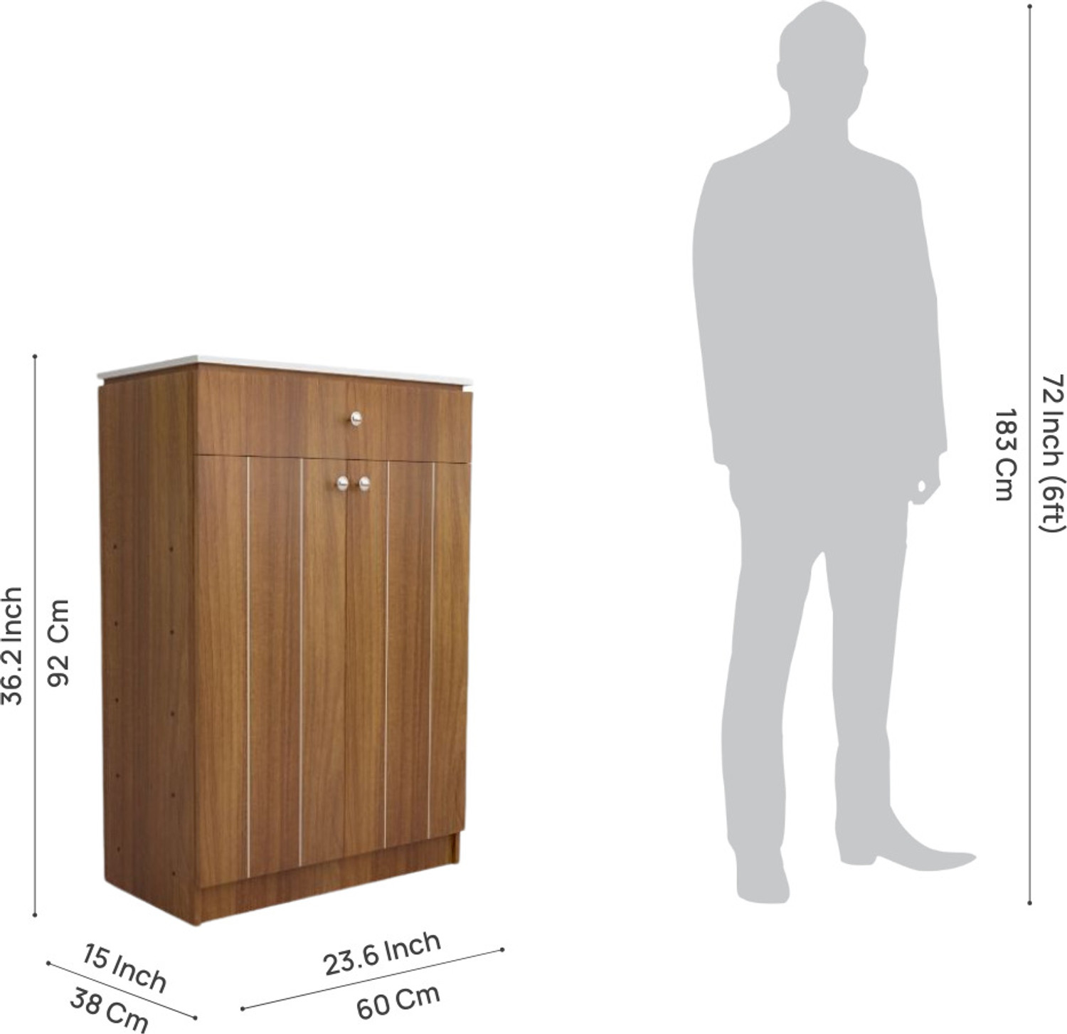 Image of neuspace Eva Shoe Cabinet with Door, Storage Box, 4 Shelf Footwear Rack, Engineered Wood Shoe Rack