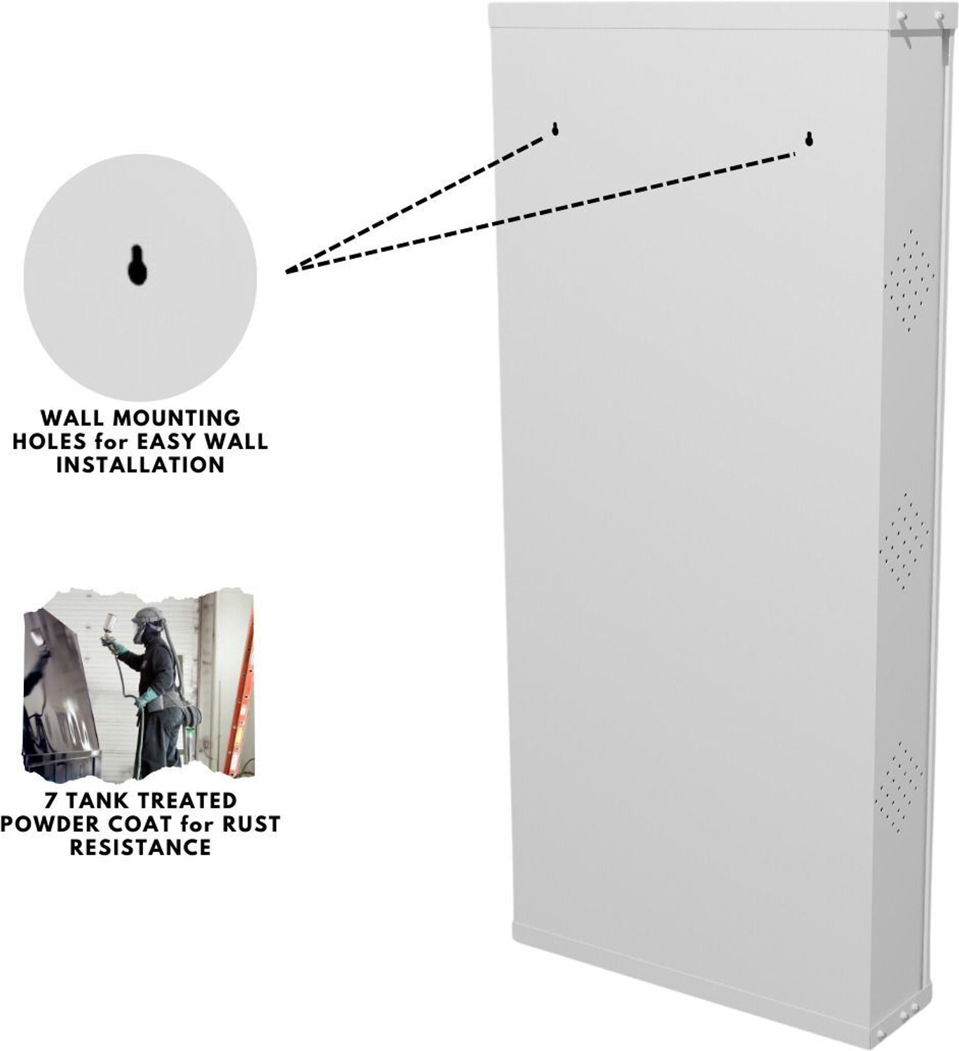 Image of KRUGER 3 Door Grey 21x43x5.5 inch 6 to 9 Shoe Capacity Wall Mounted Centralised Lock Metal Shoe Rack