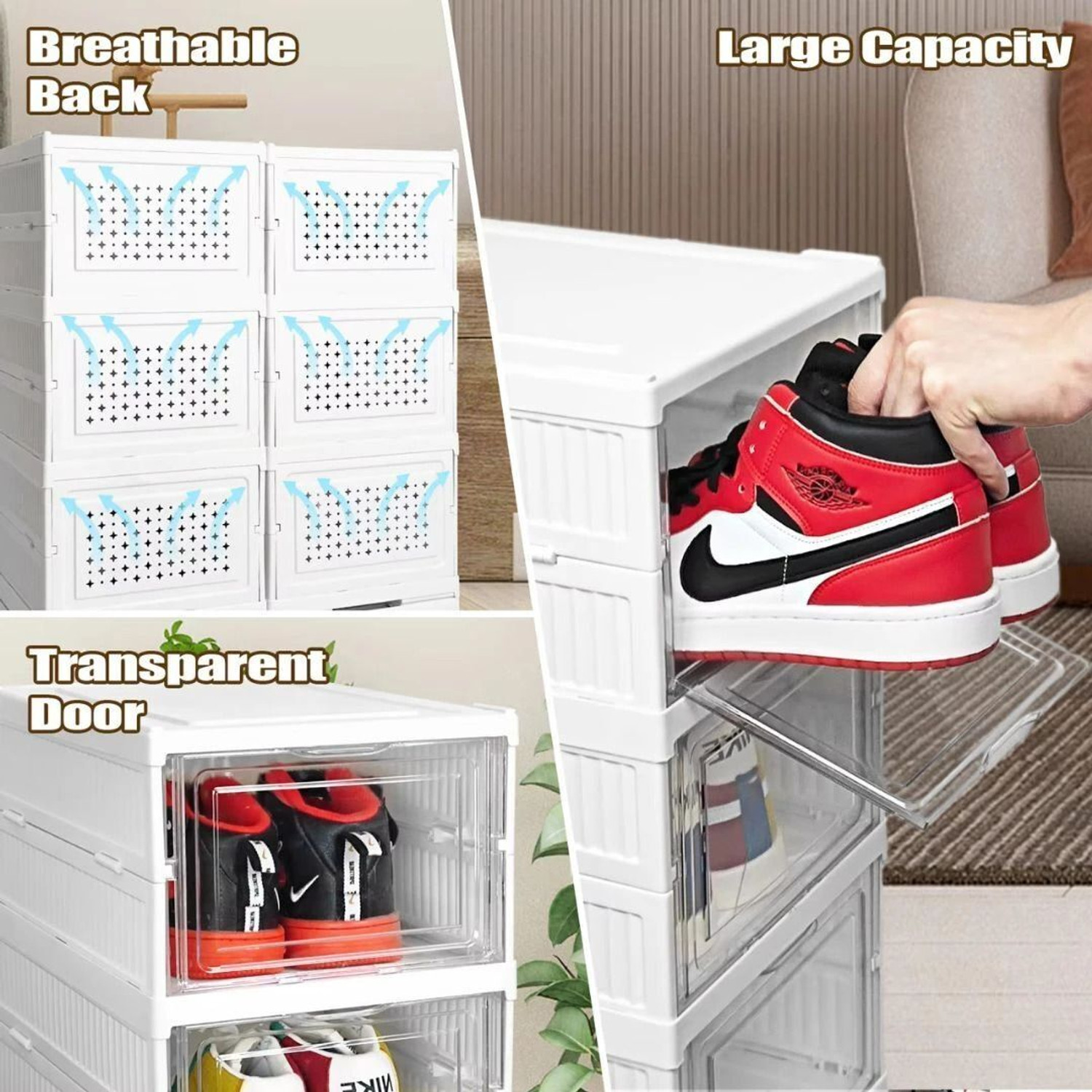 Image of Aliens Foldable Shoe Organizer Storage Box / Collapsible Shoe Rack / Foldable Closet Plastic Shoe Stand