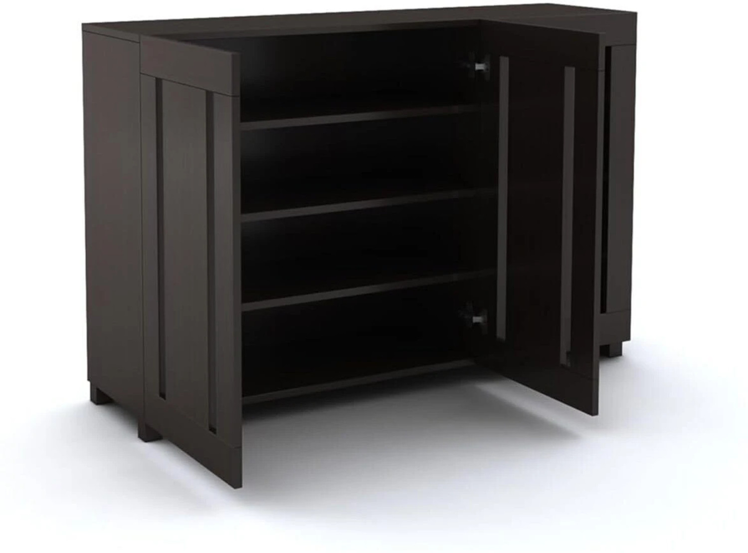 Image of Furniva Minimal Three Door Shoe Rack Cabinet Engineered Wood Shoe Rack