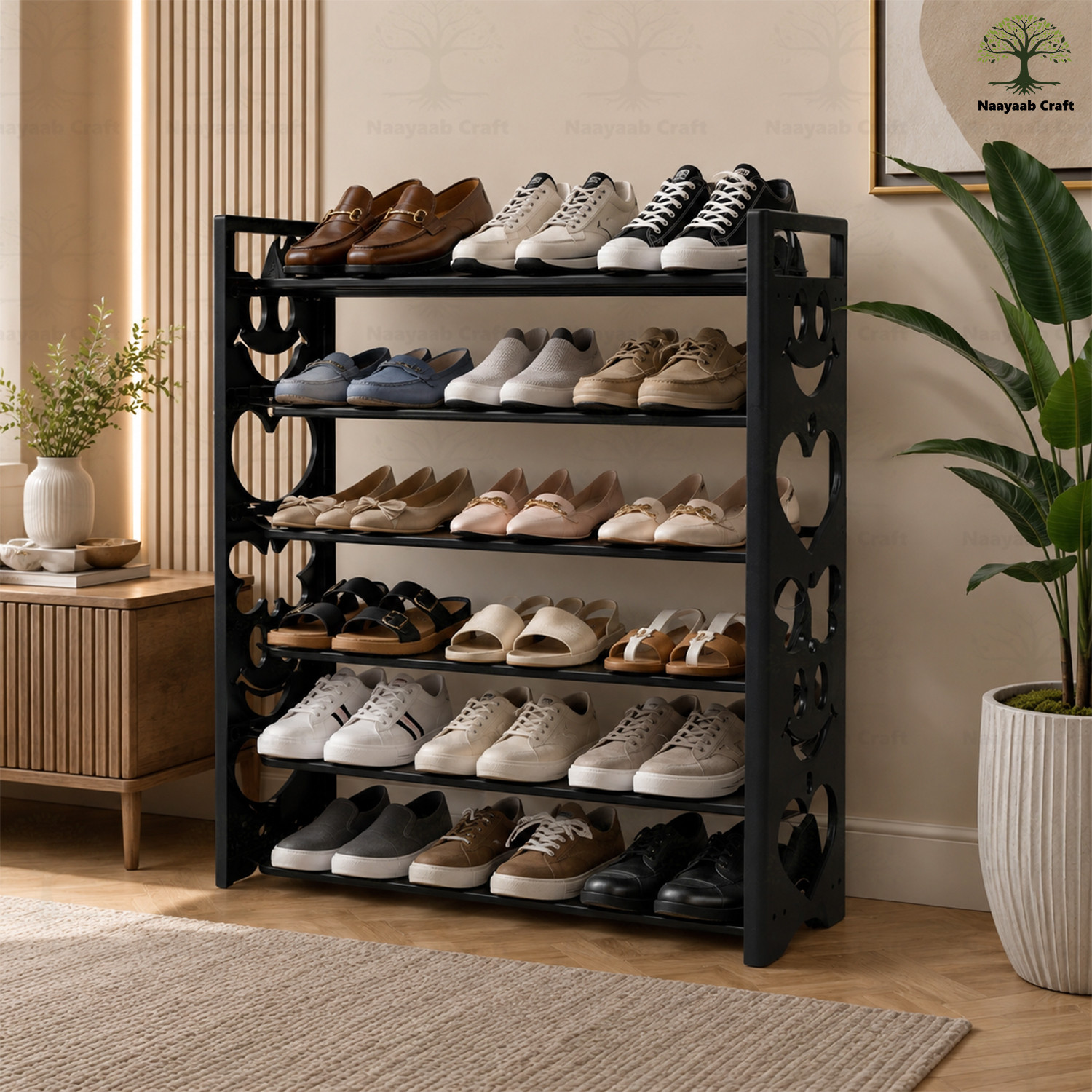 Image of Naayaab Craft Elegant 6-Tier Shoe Rack for Efficient Home Organization Metal, Plastic Shoe Rack