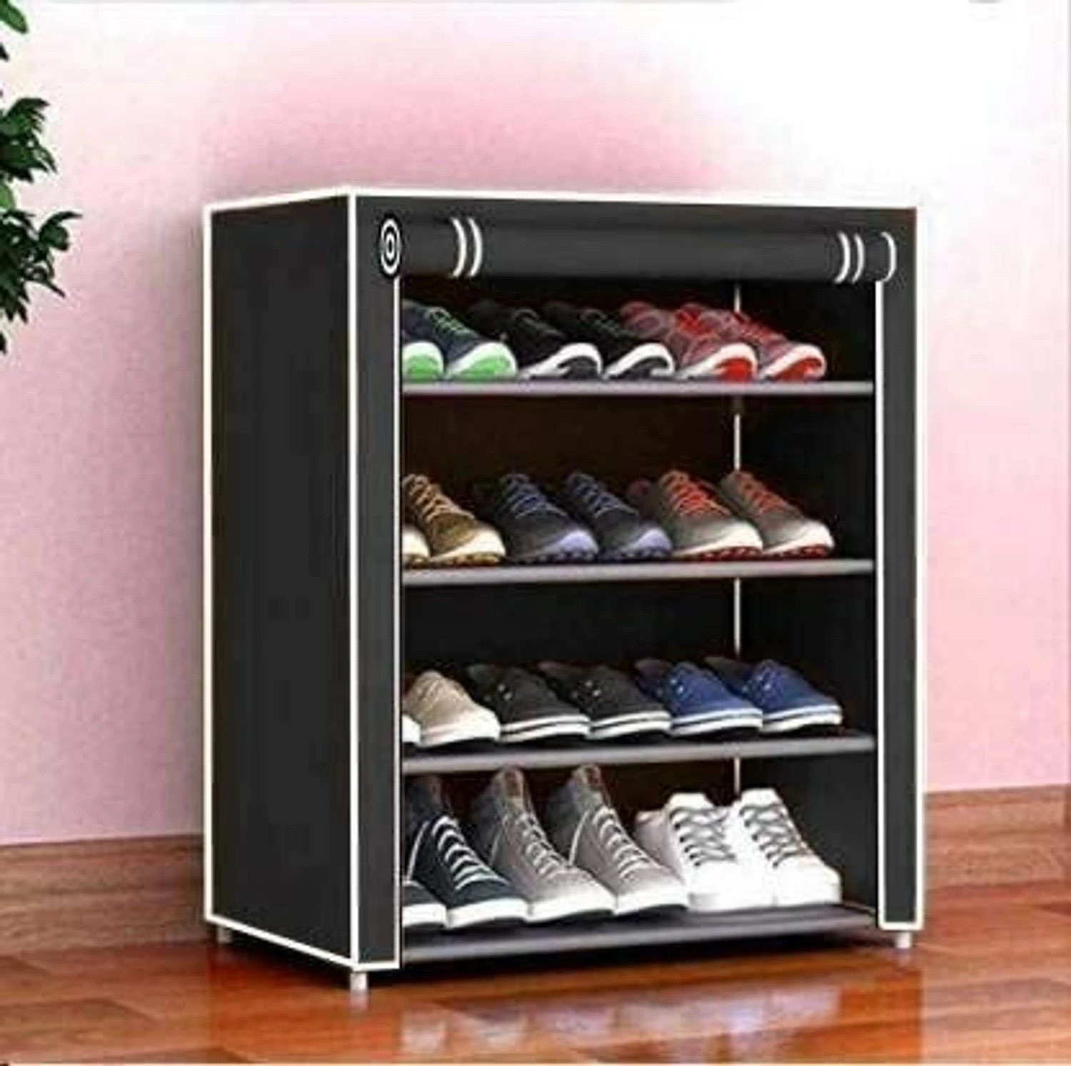 Image of Everstep Foldable 4-Layer Shoe Rack with Cover Plastic Shoe Stand