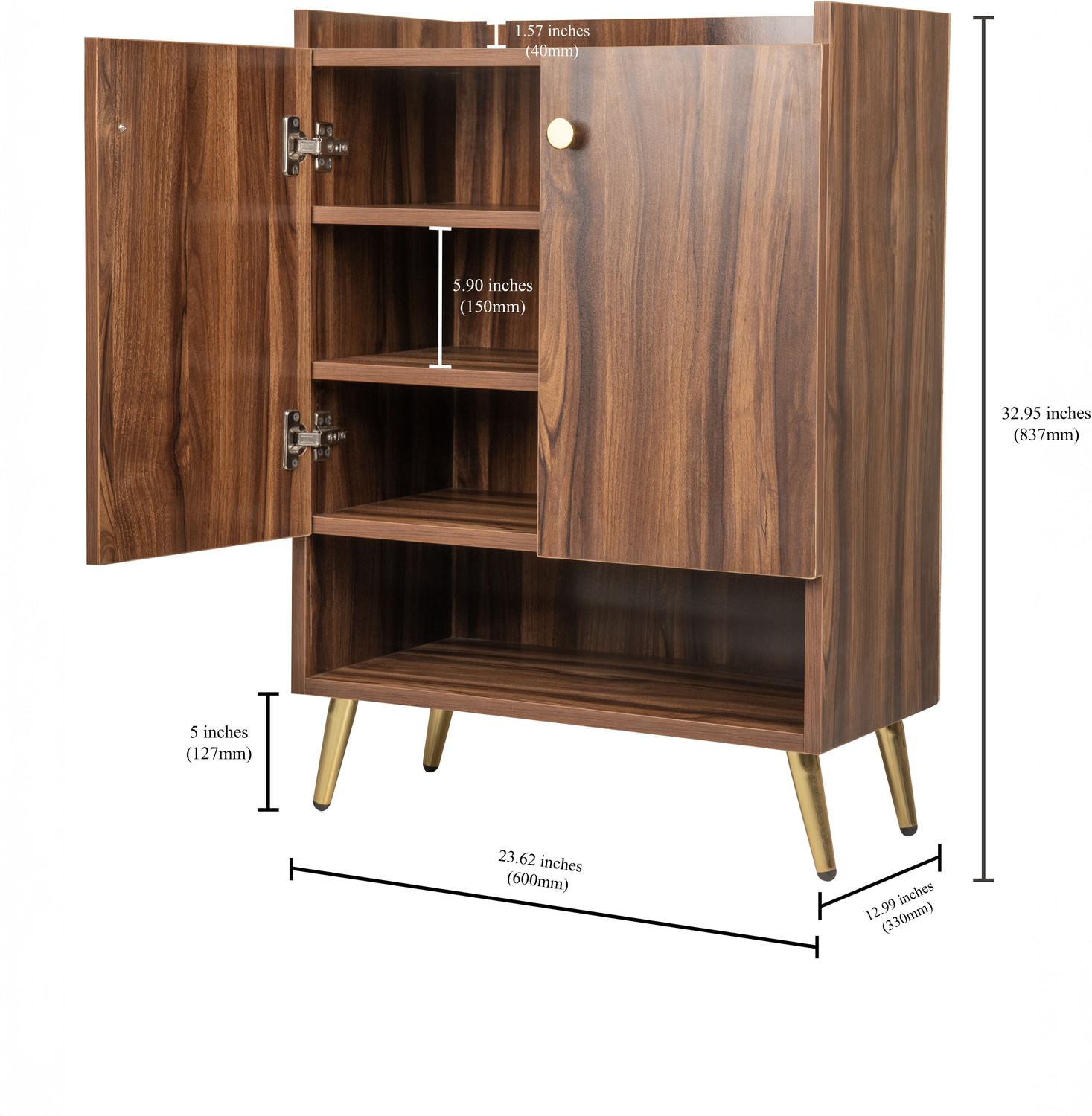 Image of Urbanovia Wooden Shoe Rack Cabinet for Home | Multi Shelf Storage Organizer Engineered Wood Shoe Rack