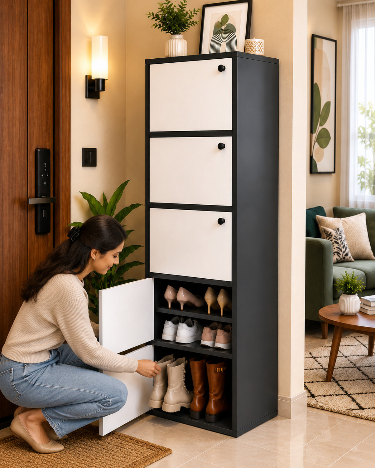 Image of Sasimo Engineered Wood Shoe Rack