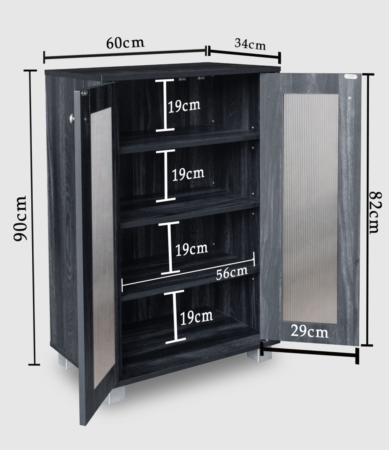 Image of Sasimo 2-Door 4-Shelf Engineered Wood Shoe Rack, Shoe Storage Cabinet with Doors Closet Engineered Wood Shoe Rack