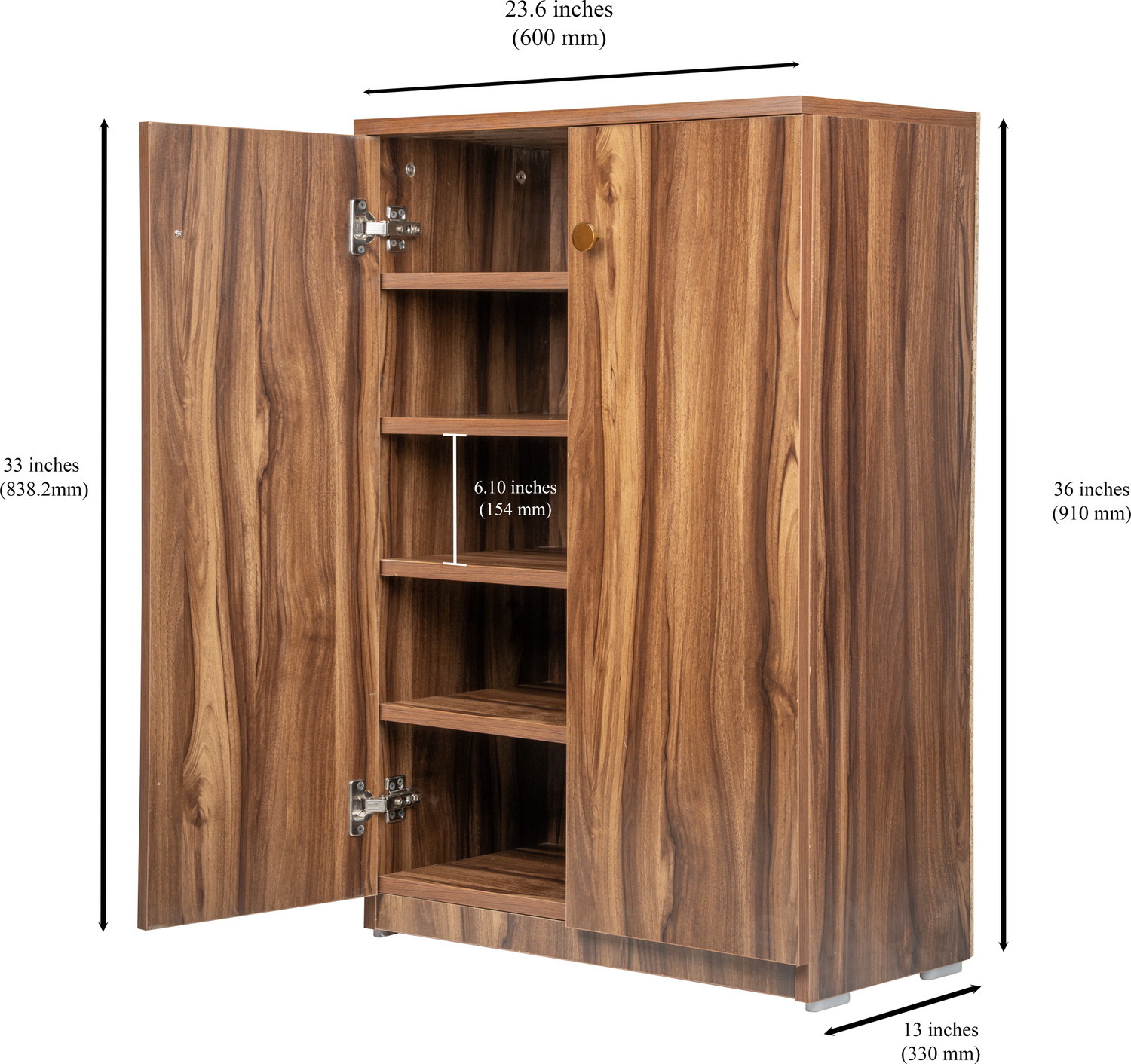 Image of Urbanovia Space-Saving Wooden Shoe Cabinet with Multi-Shelf Storage Engineered Wood Shoe Rack