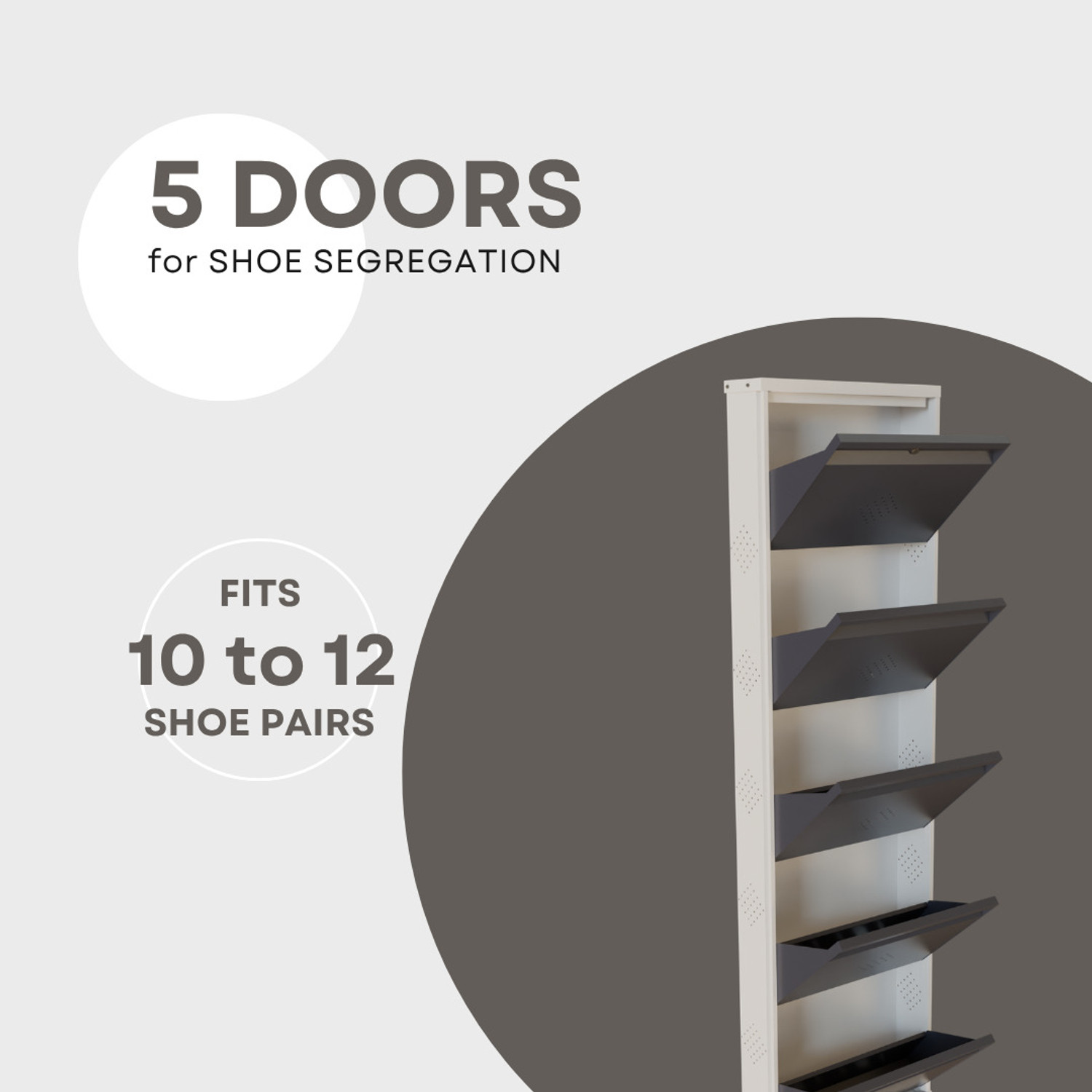 Image of KRUGER 5 Door Grey 20x71x5.5 inch 10 to 15 Shoe Capacity Wall Mounted Centralised Lock Metal Shoe Rack