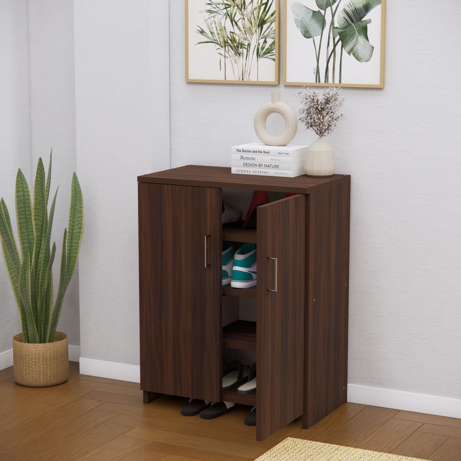 Image of SPECIALITY PANELS 2 Doors with 4 Shelfs Multipurpose Cabinet with Termite Resistance Engineered Wood Shoe Rack