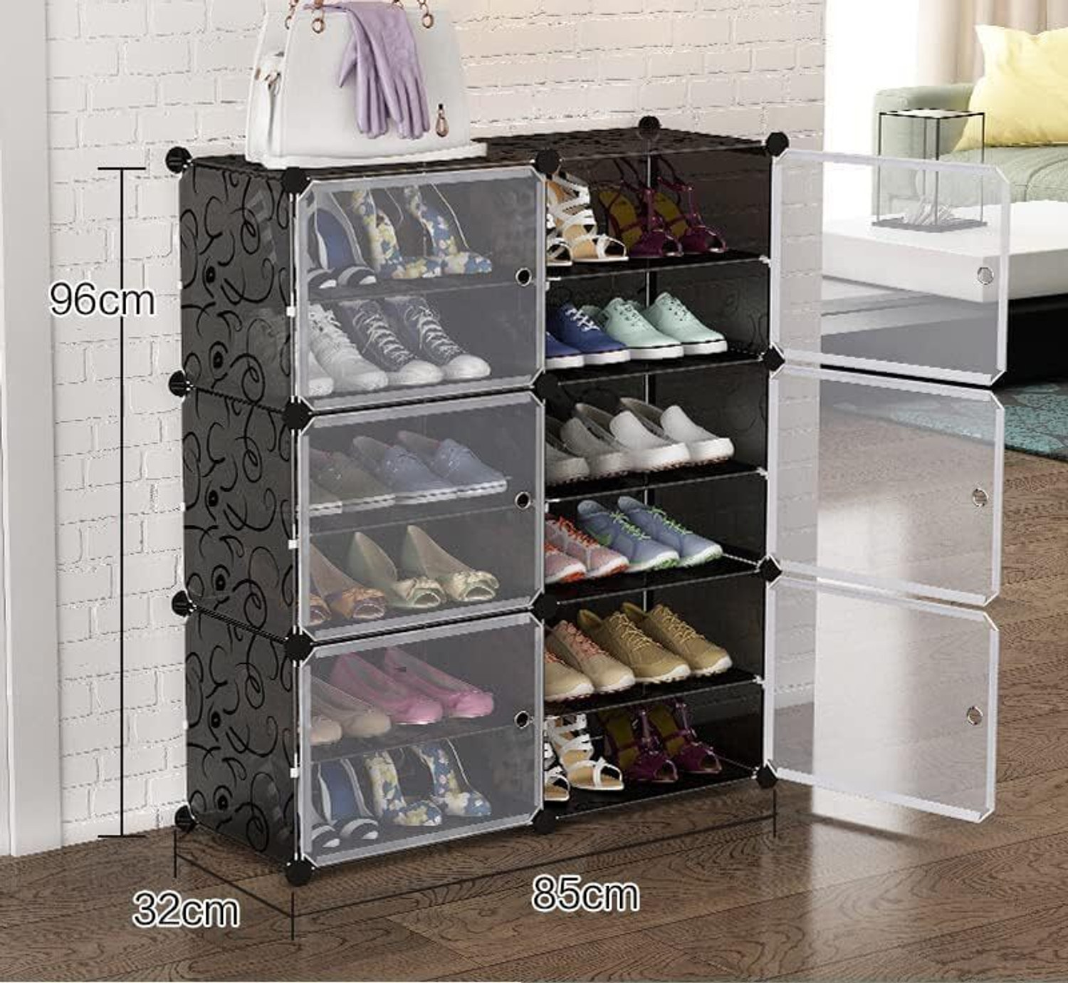 Image of Hemovia 12-Door 6-Shelf Collapsible storage plastic collapsible wardrobe PC Collapsible Wardrobe