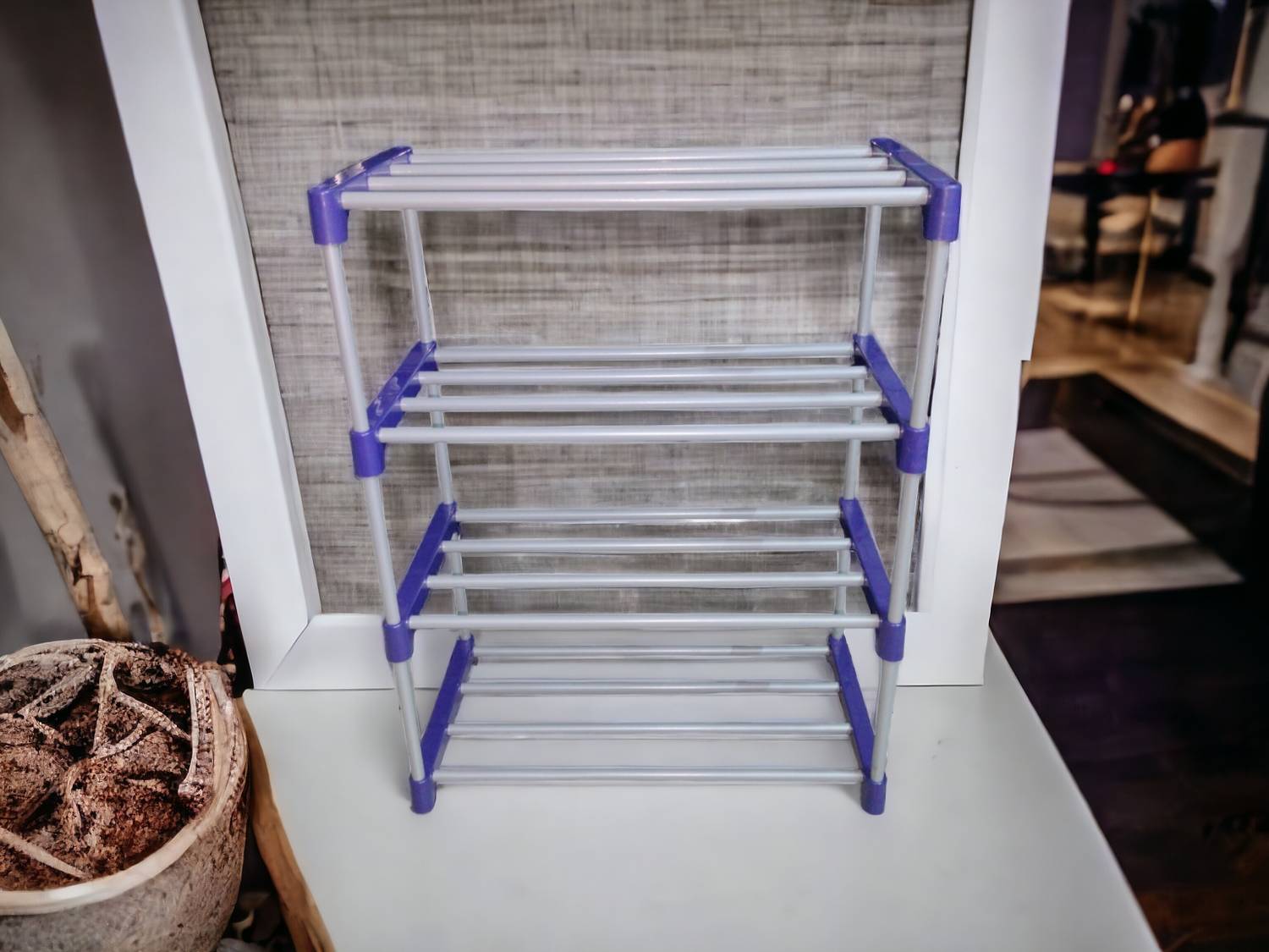 Bazooka 4 Layer Book Shelf for Home Library Multipurpose Storage Organizer Rack Stand Metal Open Book Shelf