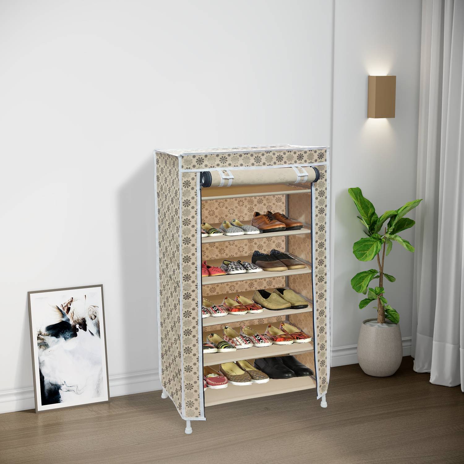 Flipkart Perfect Homes 6 Layers With Printed Cover Plastic Collapsible Shoe Stand