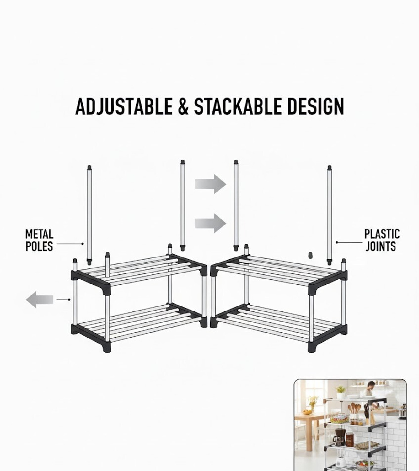 Image of Chalia Portable Rack ultra durable 4 tier Rack for shoes books etc Plastic Shoe Stand