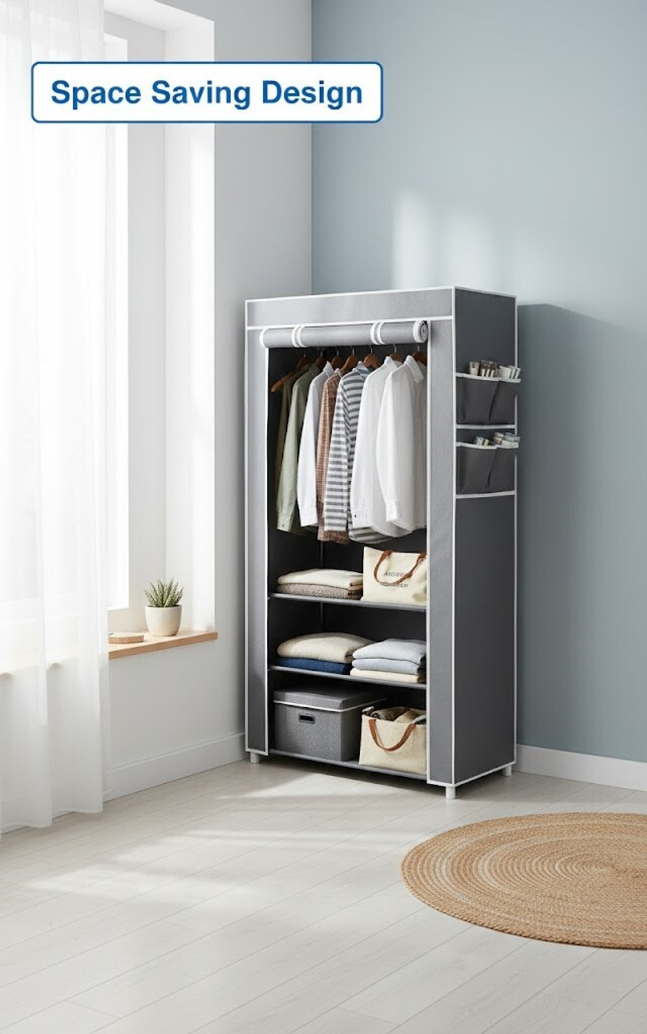 Image of Chalia Portable Rack with Grey cover ultra durable 6 tier Rack for shoes books etc Plastic Shoe Stand