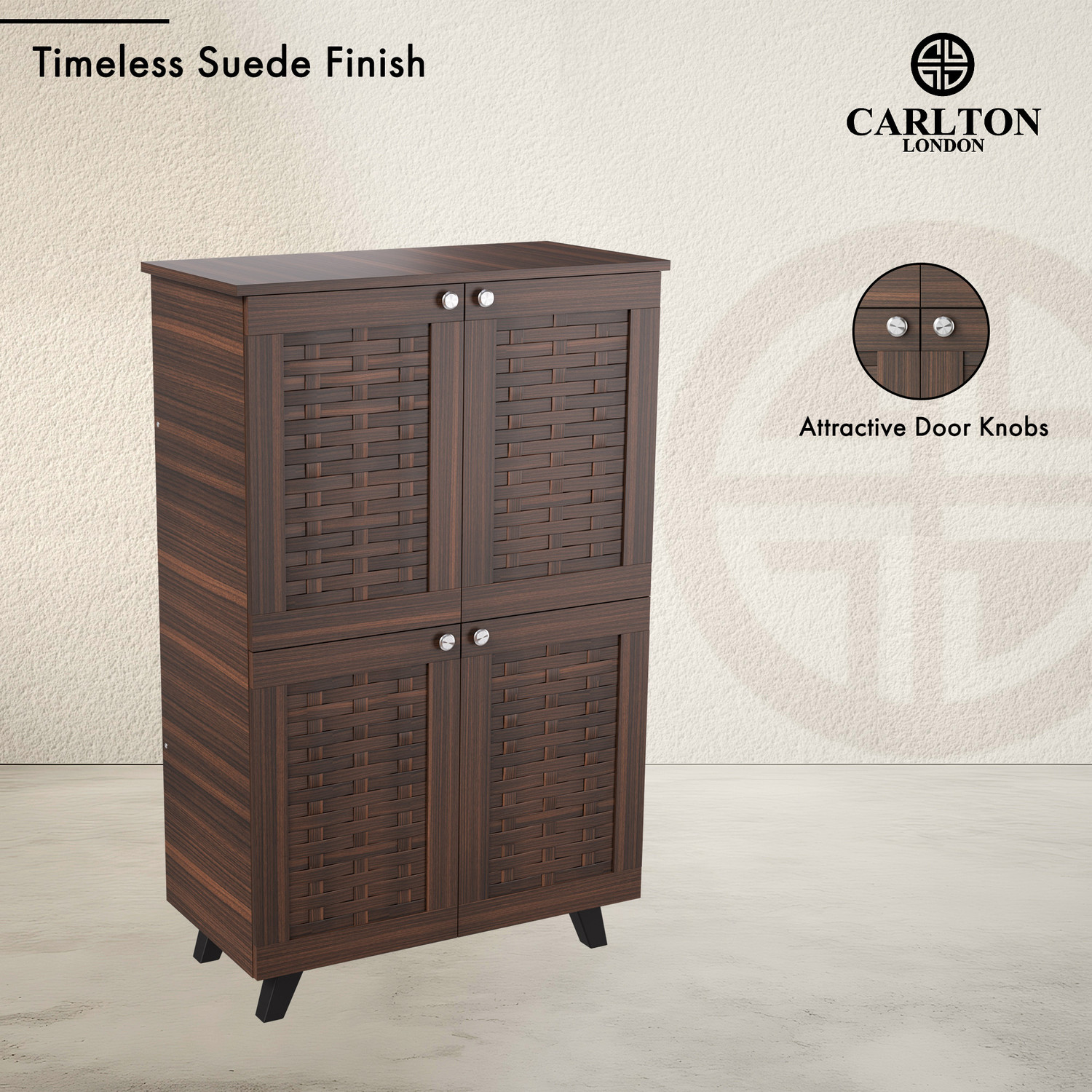 Image of CARLTON LONDON Brogue Engineered Wood Shoe Rack