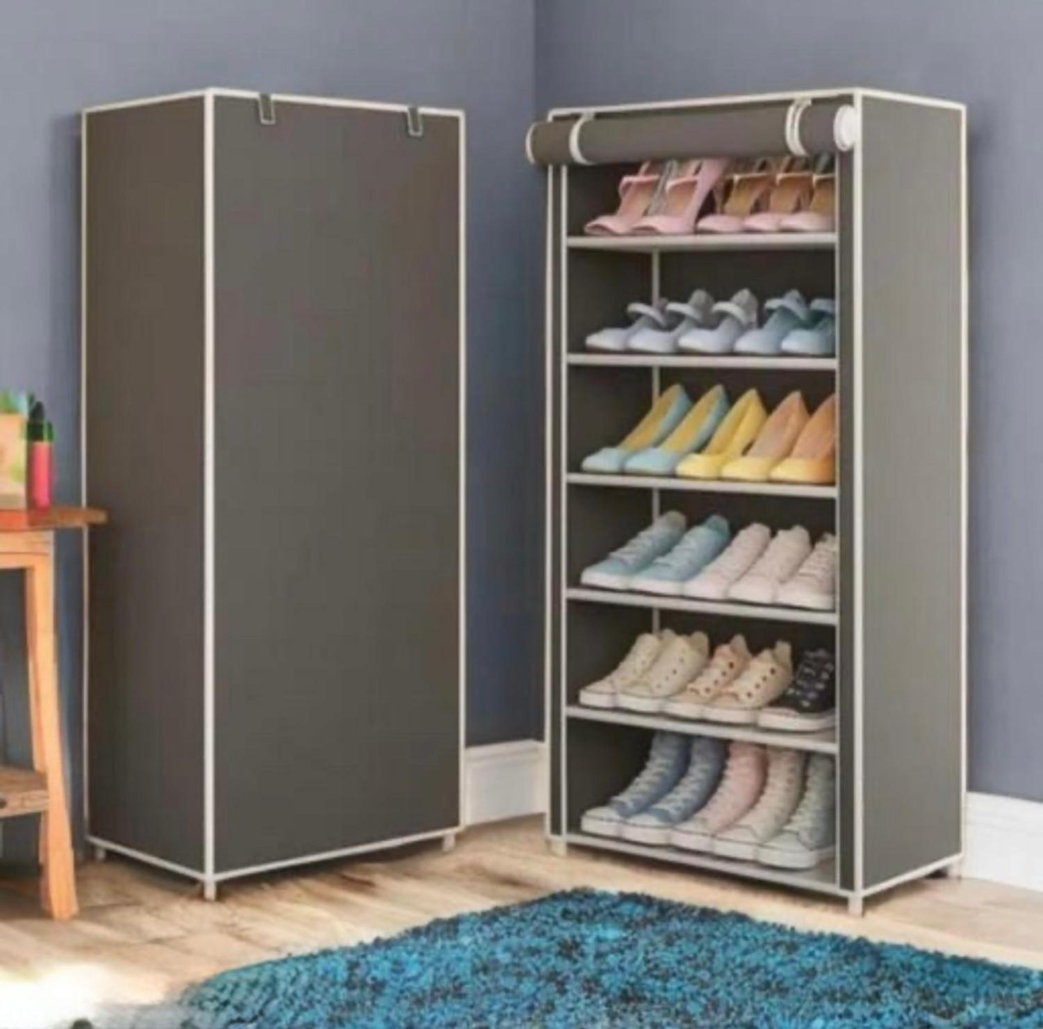 Image of CHOUXPRO CHOUXPRO Foldable 6-Layer Shoe Rack with Cover | Dustproof & Portable Plastic Shoe Stand