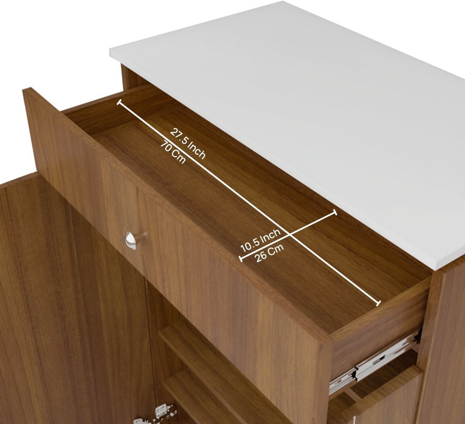 Image of neuspace Eva Shoe Cabinet with Door, Storage Box, 4 Shelf Footwear Rack, Engineered Wood Shoe Rack