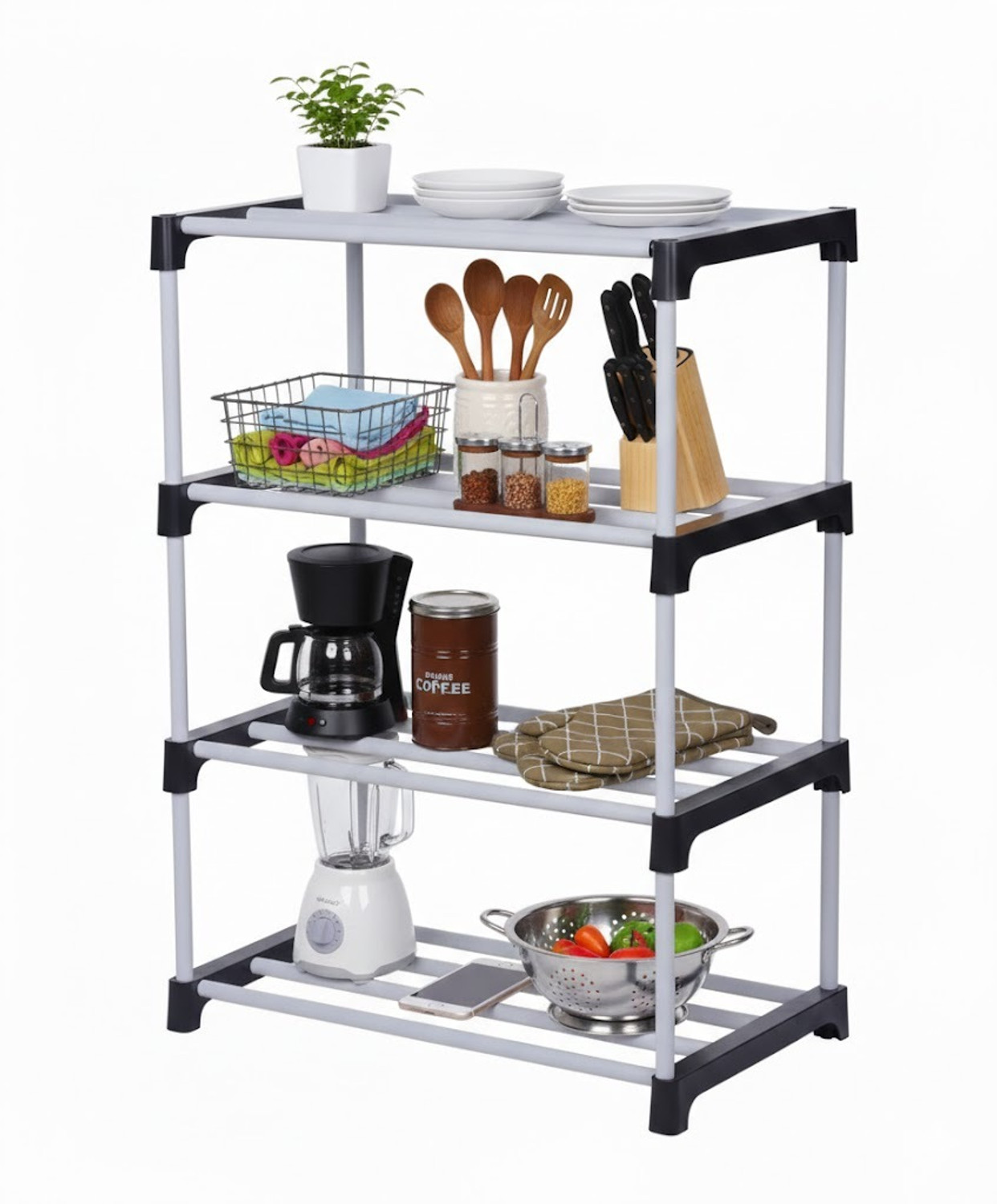 Image of Chalia Portable Rack ultra durable 4 tier Rack for shoes books etc Plastic Shoe Stand