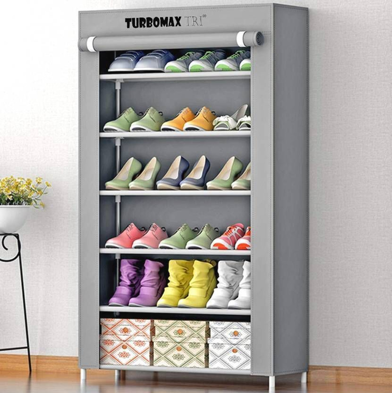 Image of Shoefy Multipurpose shoe rack /Wardrobe Heavy Material PVC Plastic Pipes with cover Plastic Shoe Stand