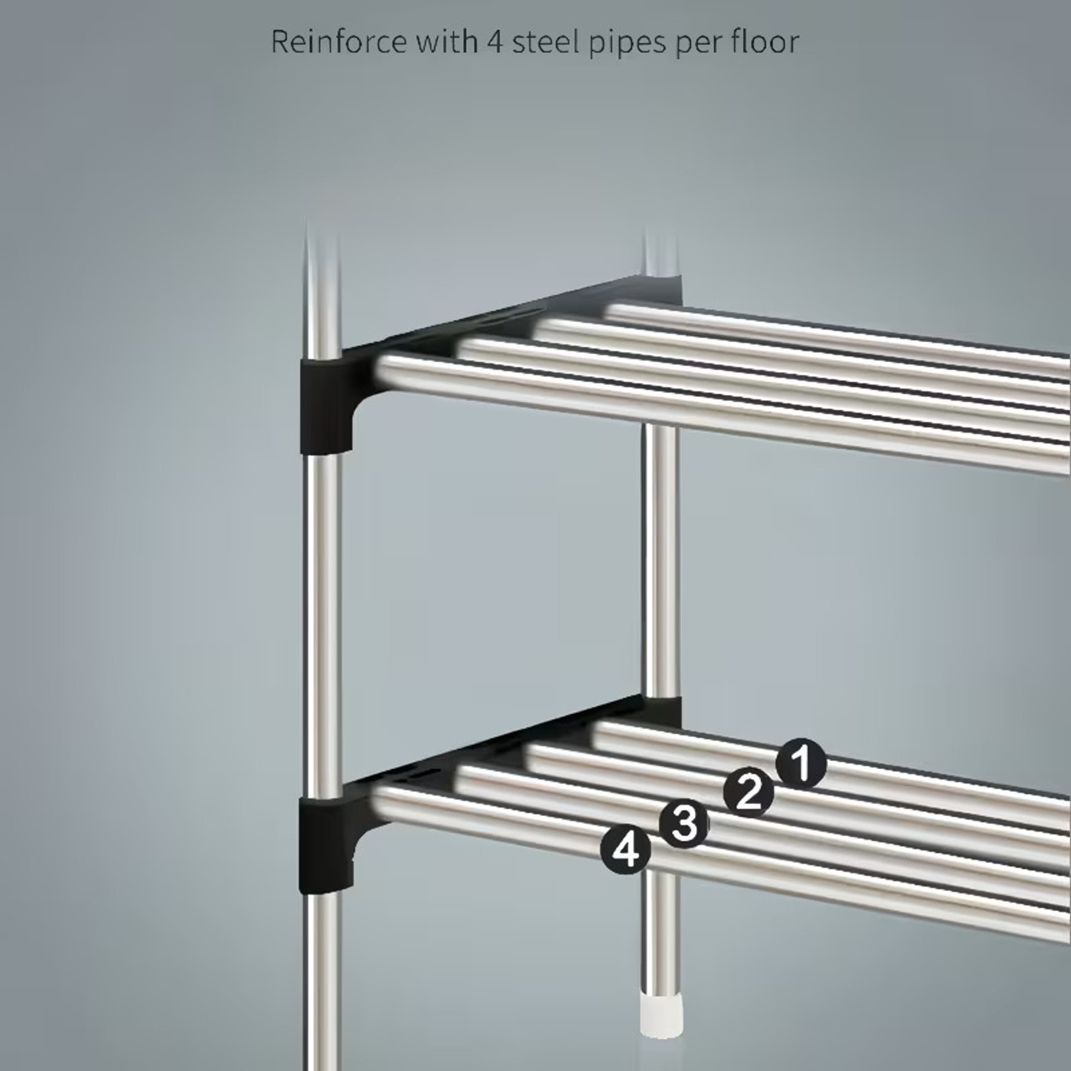 Image of SOUKIO Space-Saving 5-Tier Metal Open Shoe Rack,Home Entryway, Bedroom & Living Room, Metal, Plastic Shoe Stand