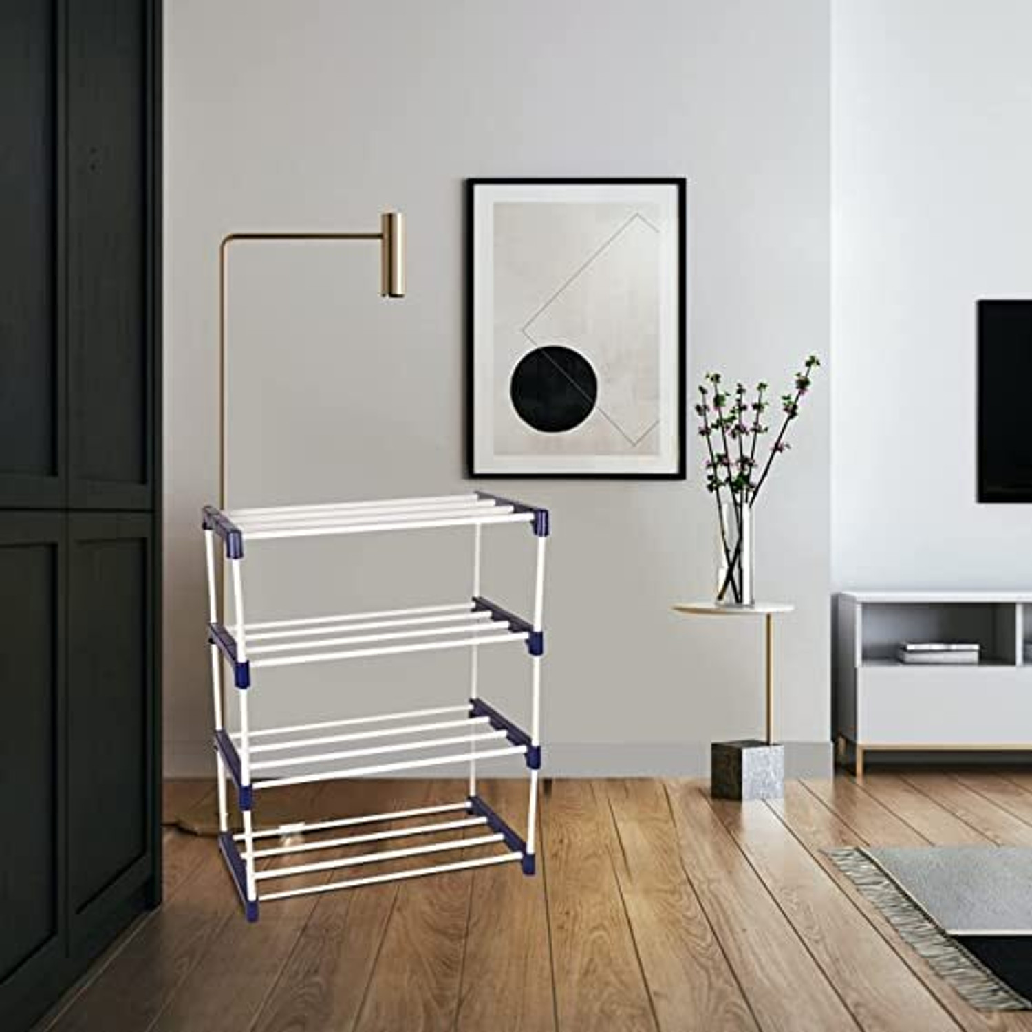 Image of CasinoRetail 4 Layer Book Stand For Studdy room And Office Book Storages Blue & White Color Plastic Open Book Shelf