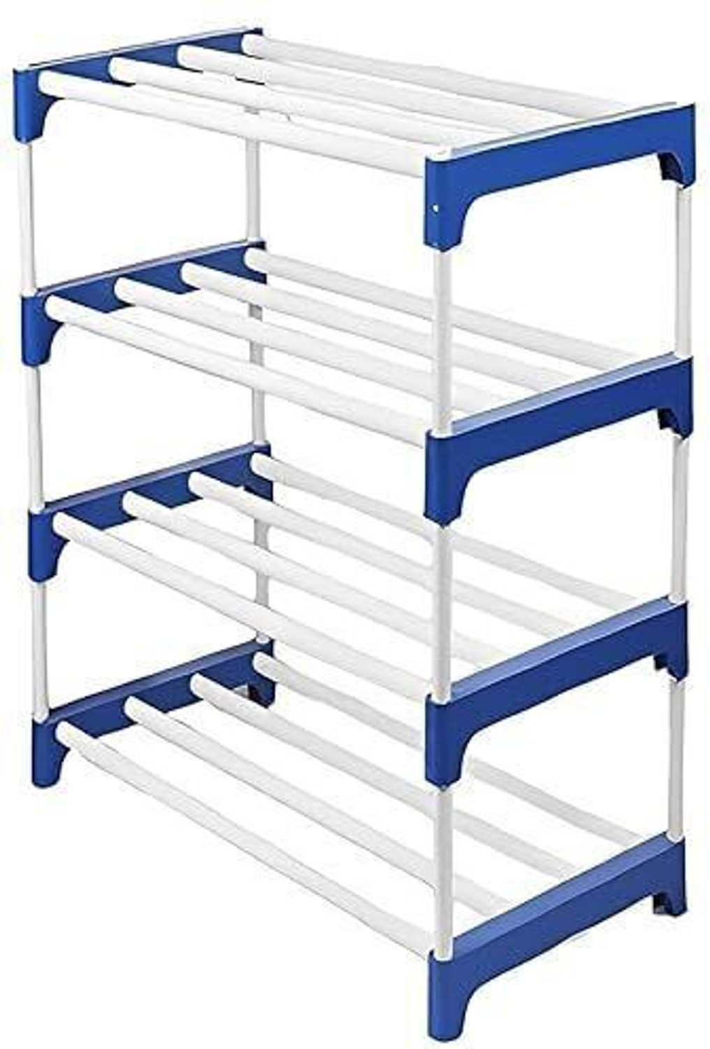 Image of VAYUENTERPRISES Foldable 4-Layer Shoe Rack without Cover | Light Weight & Portable Plastic Collapsible Shoe Stand