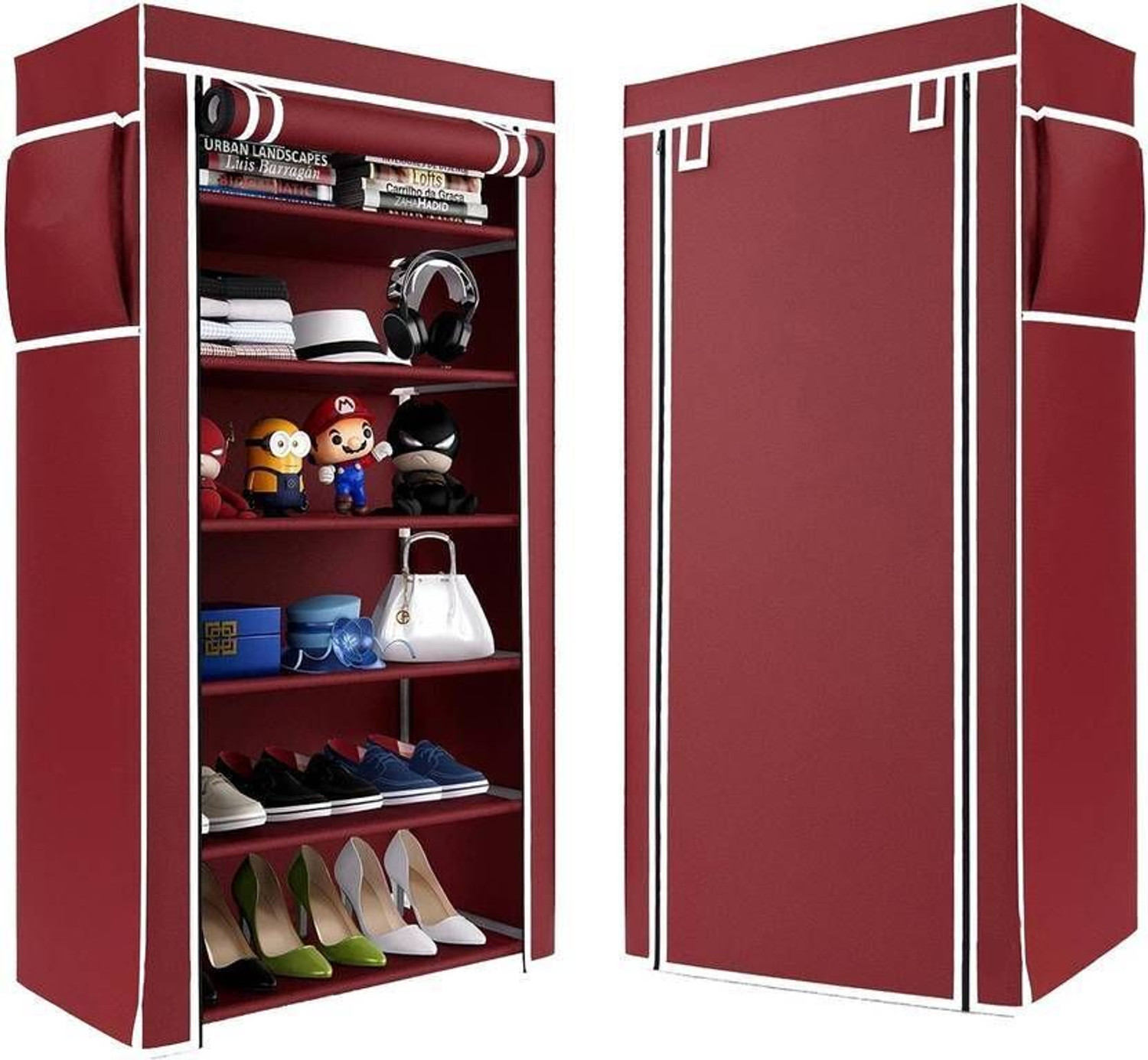 Image of Shoefy Multipurpose shoe rack /Wardrobe Heavy Material PVC Plastic Pipes with cover Plastic Shoe Stand