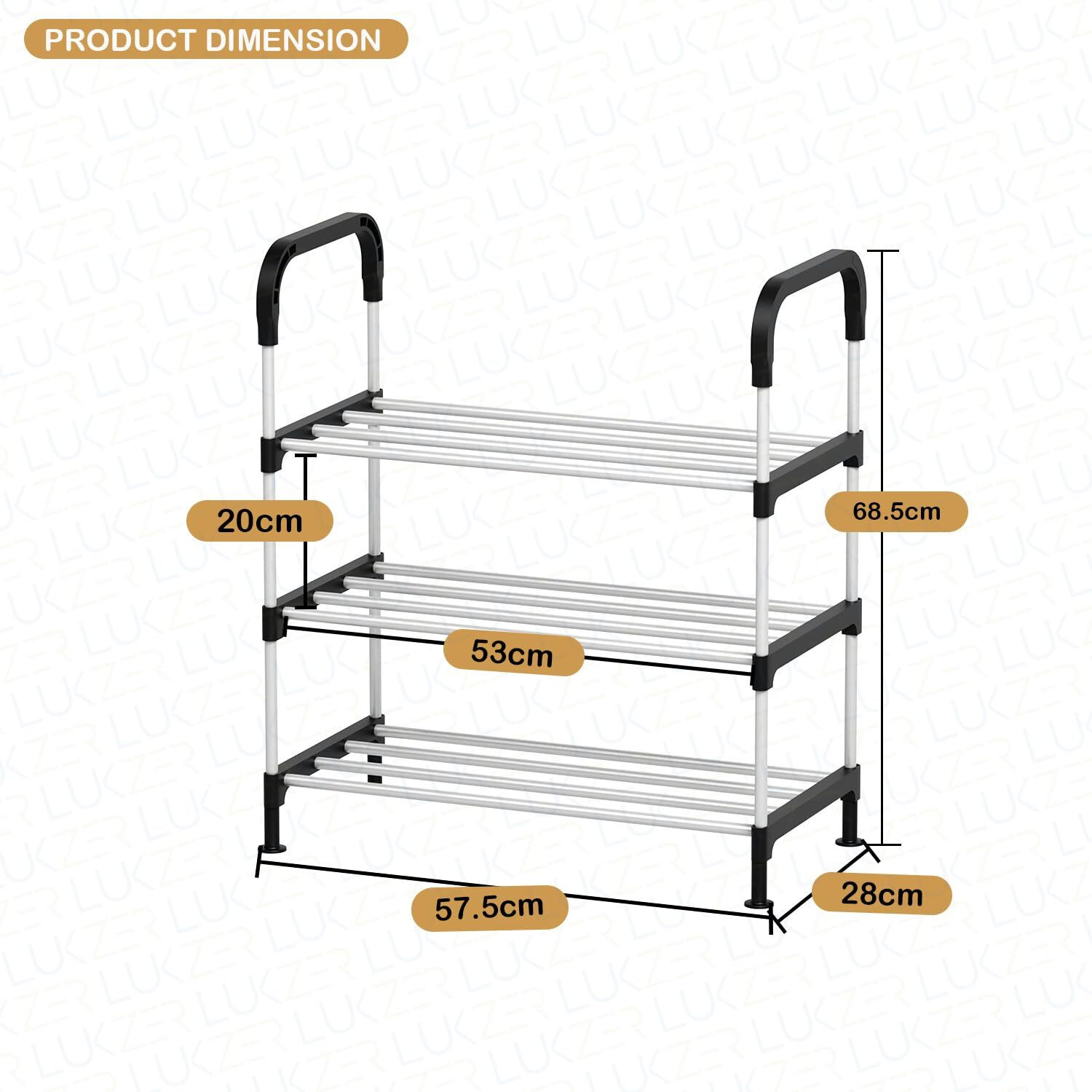 Image of SAISAP 3-LAYER PVC PLASTIC SHOERACK /WATERPROOF /RUSTPROOF STORAGE RACK (BLACK) Metal Collapsible Shoe Stand